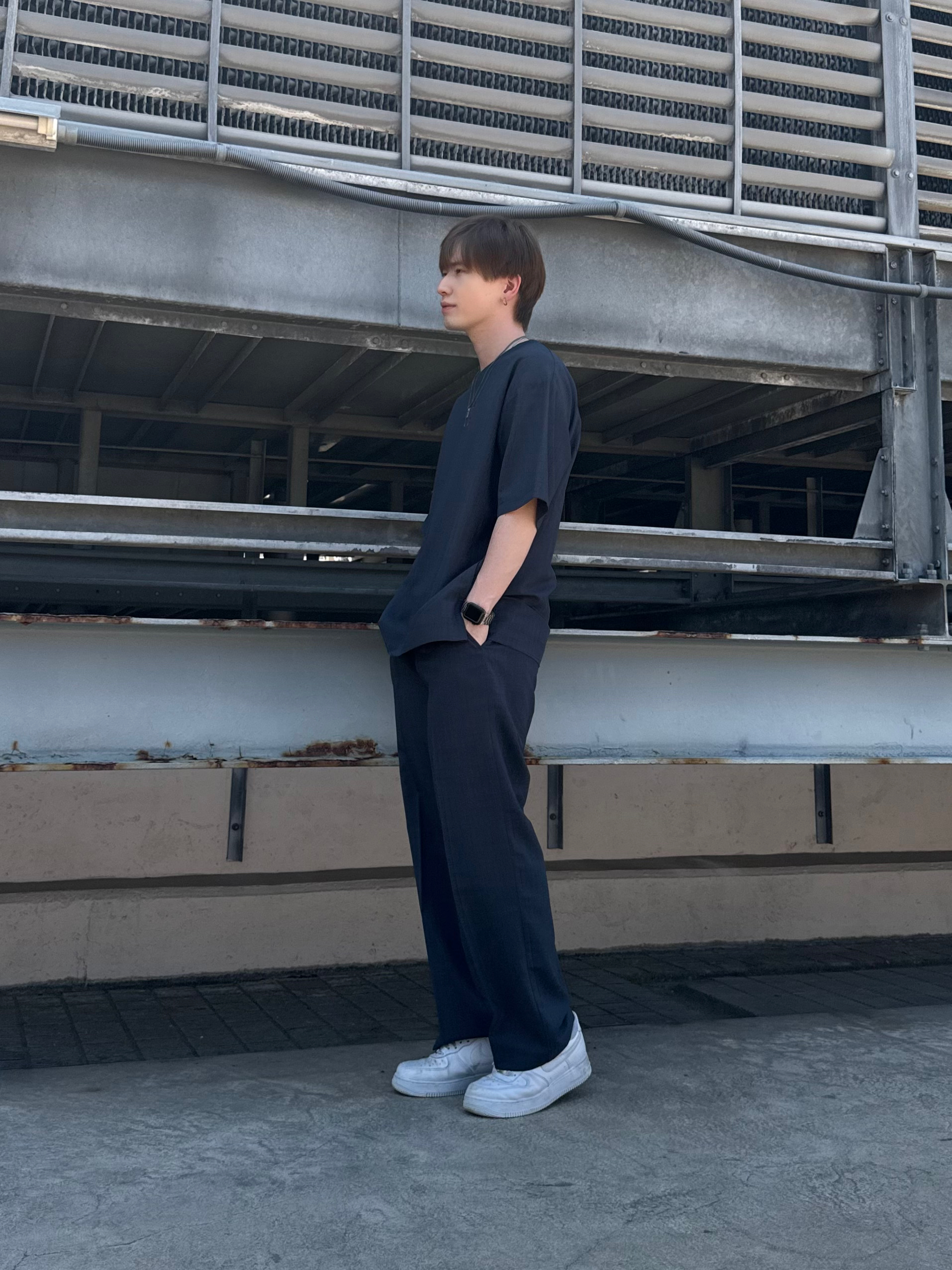 カネダさんの「tk.TAKEO KIKUCHI｜AIRY DRYクルーネックTシャツ/吸水速乾/UVカット/マシーンウォッシャブル/洗濯可/イージー」を使ったコーディネート