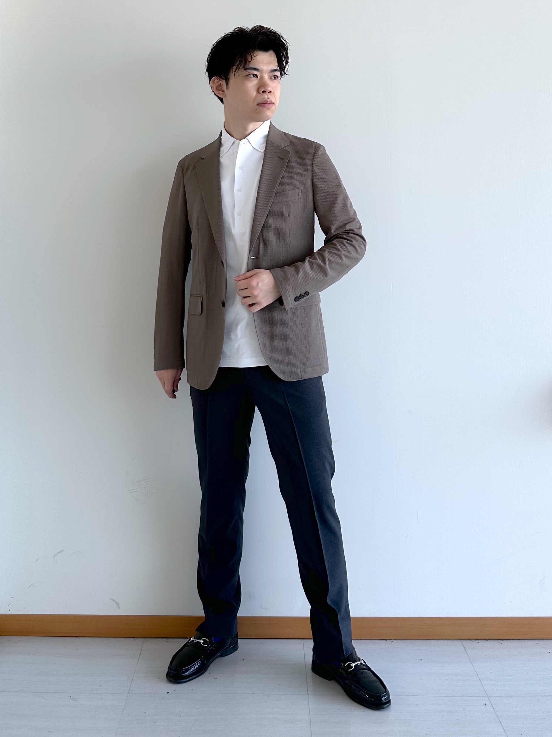 イッシーさんの「TAKEO KIKUCHI｜【Begin5月号掲載/通気性】トリコットサッカー ジャケット」を使ったコーディネート