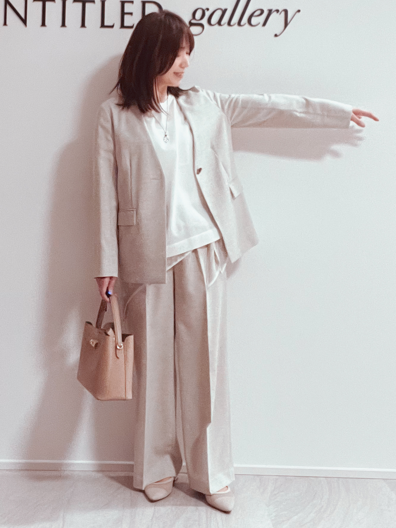 めいさんの「UNTITLED｜◆【さらりと快適/セットアップ可/UV/接触冷感】スラブカラーレスジャケット」を使ったコーディネート