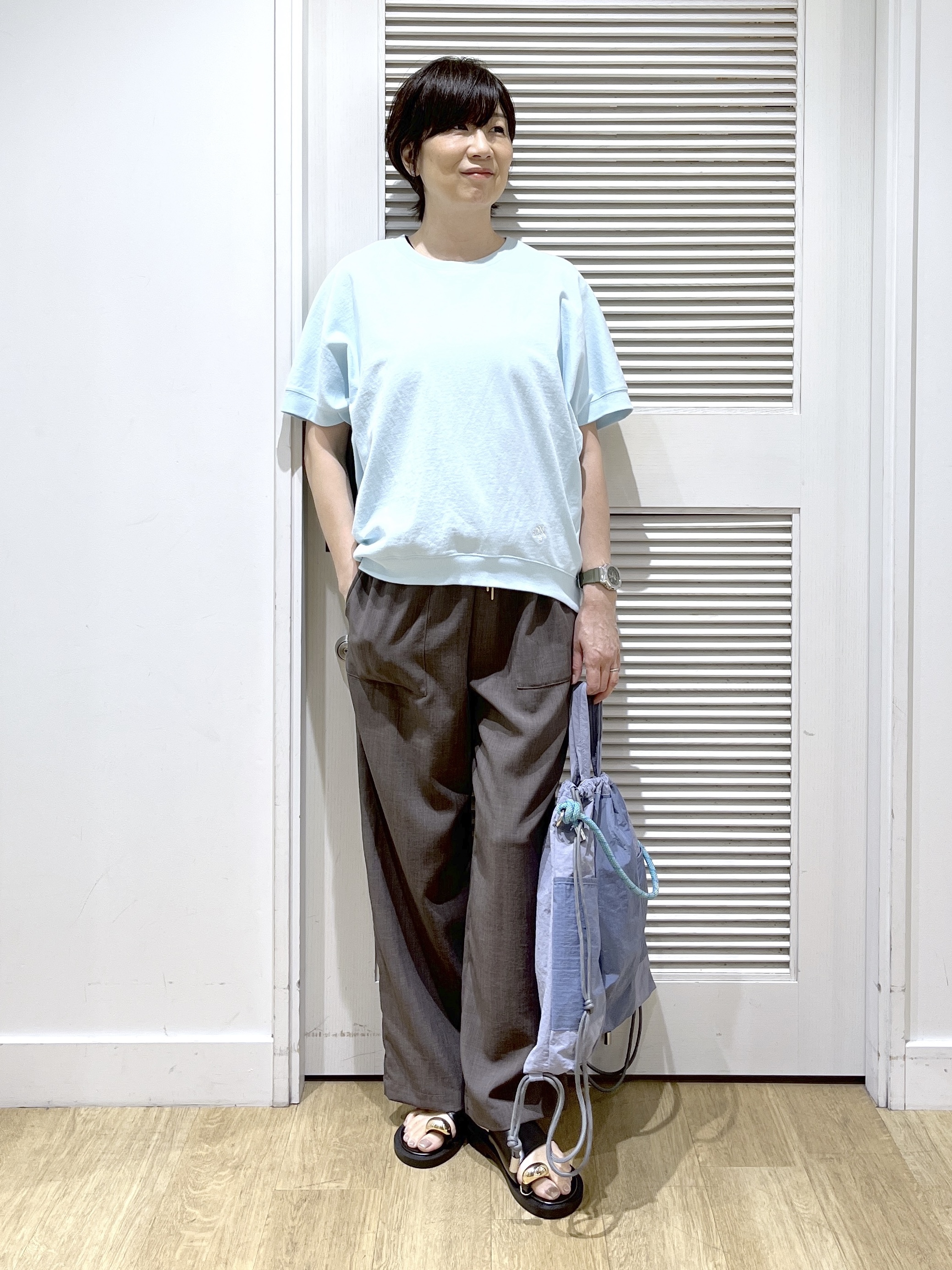 Miyazakiさんの「Dessin｜【セットアップ可/接触冷感/UVカット】イージーワイドパンツ」を使ったコーディネート