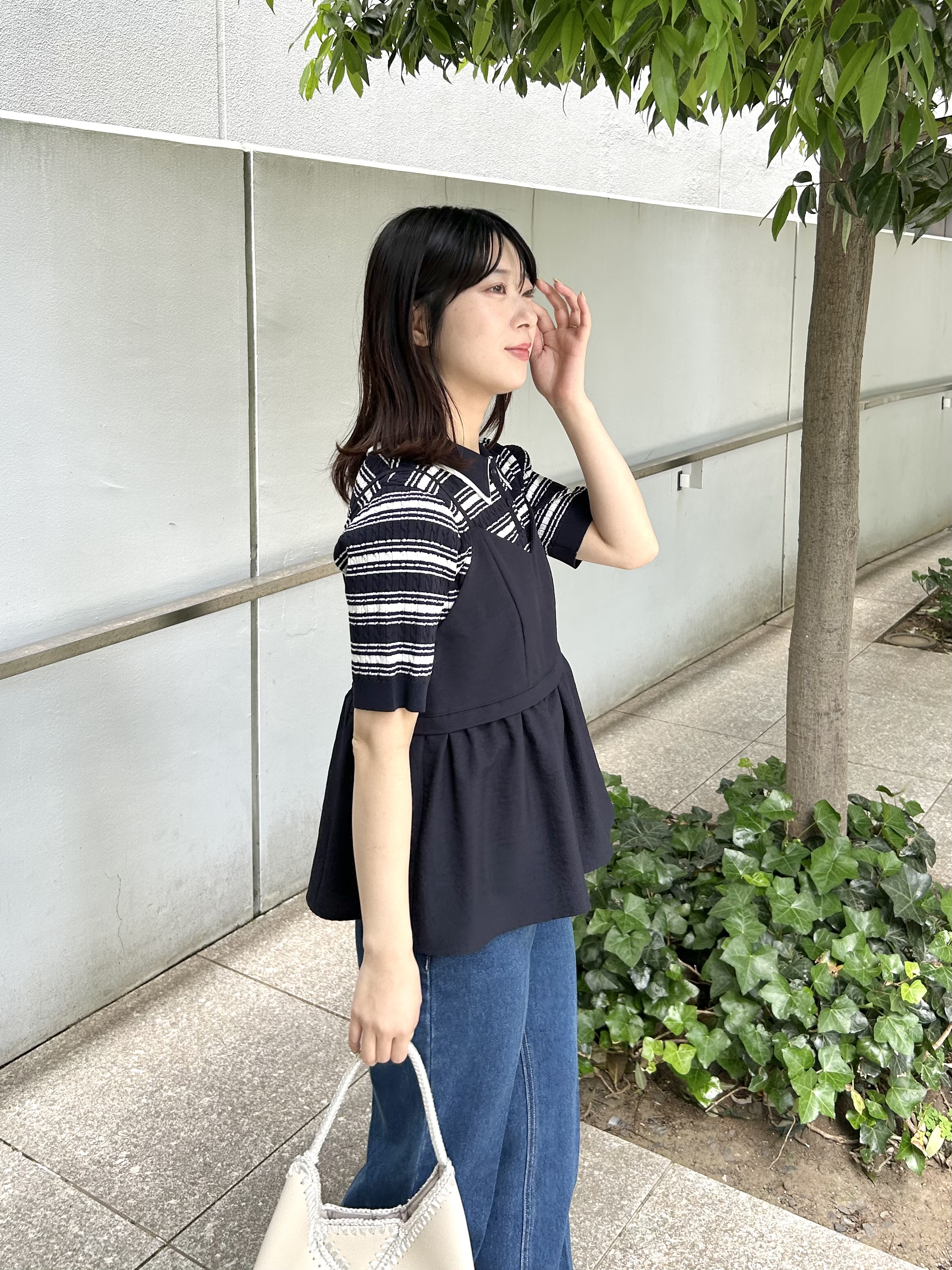 RINAさんの「index｜【吸水速乾/接触冷感】タンブラーブッチャーペプラムキャミ《防シワ/イージーアイロン/洗濯機OK》」を使ったコーディネート