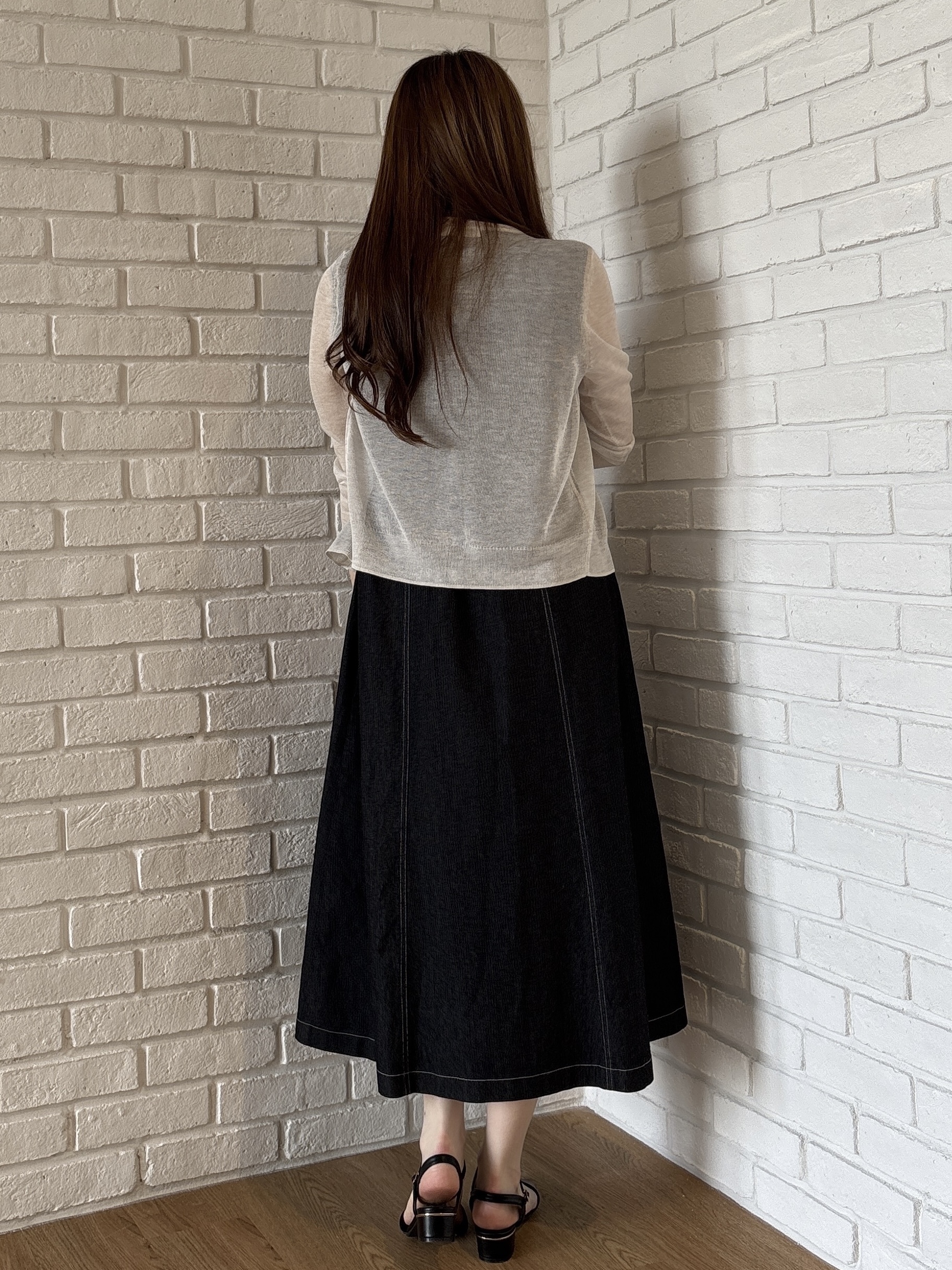 sayaさんの「grove｜高評価！【洗える/名品】大人の透け感、シアーカーディガン」を使ったコーディネート