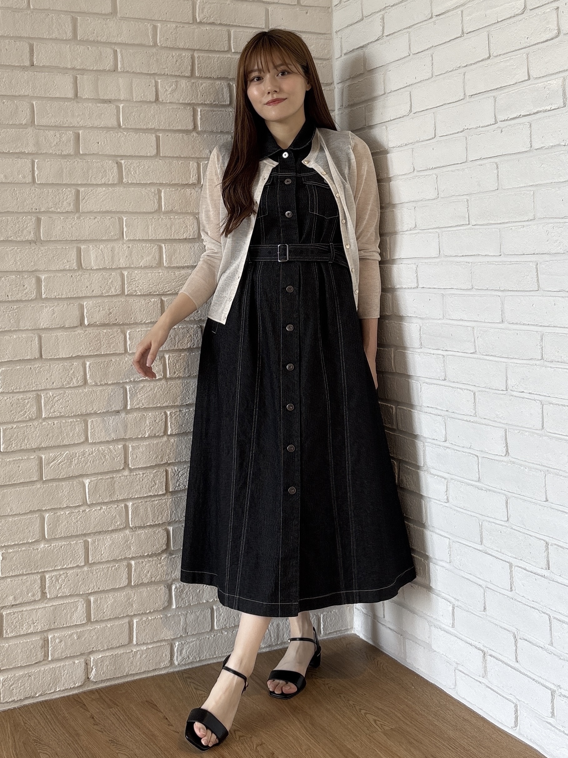 sayaさんの「grove｜高評価！【洗える/名品】大人の透け感、シアーカーディガン」を使ったコーディネート