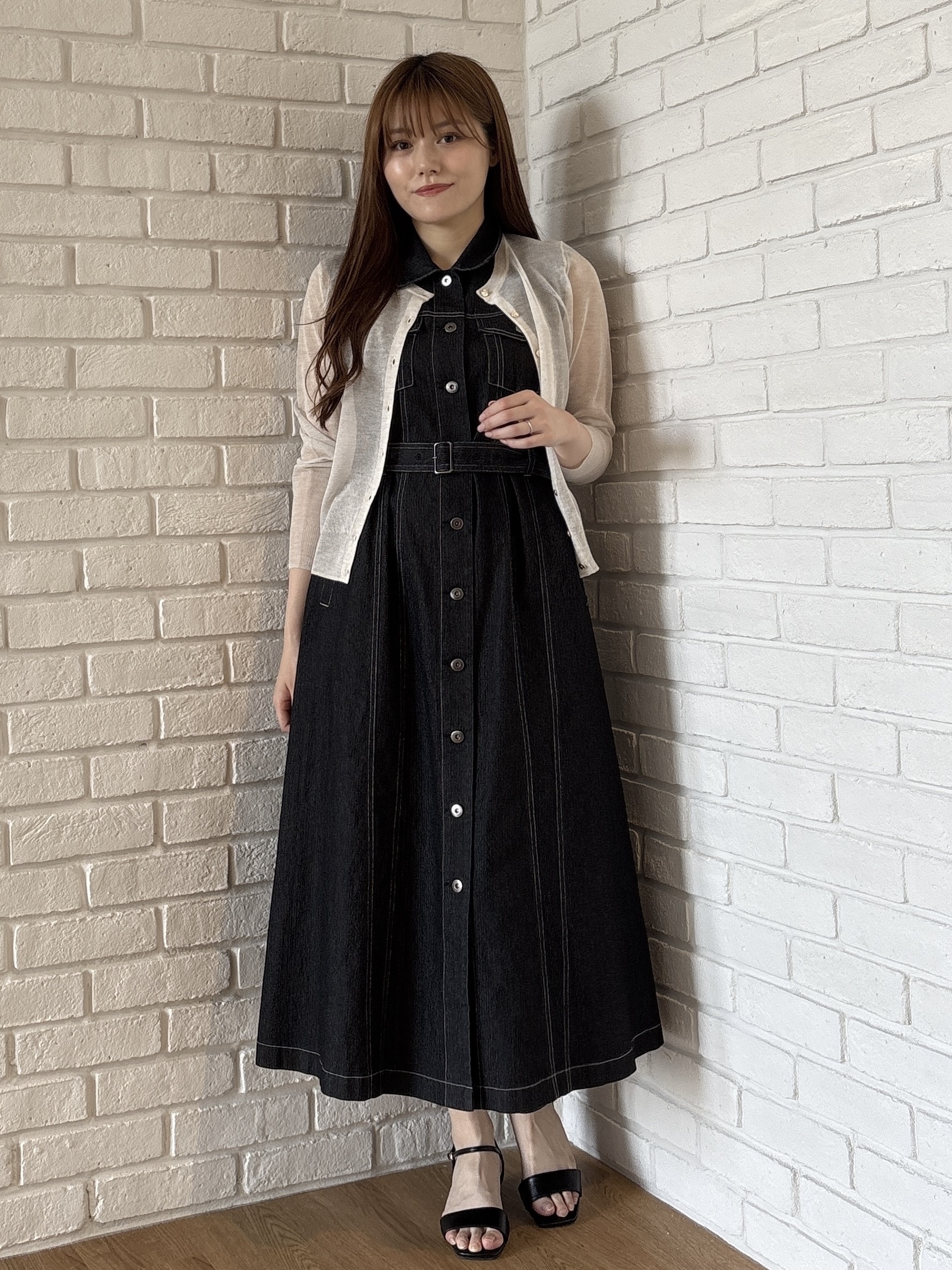 sayaさんの「grove｜高評価！【洗える/名品】大人の透け感、シアーカーディガン」を使ったコーディネート