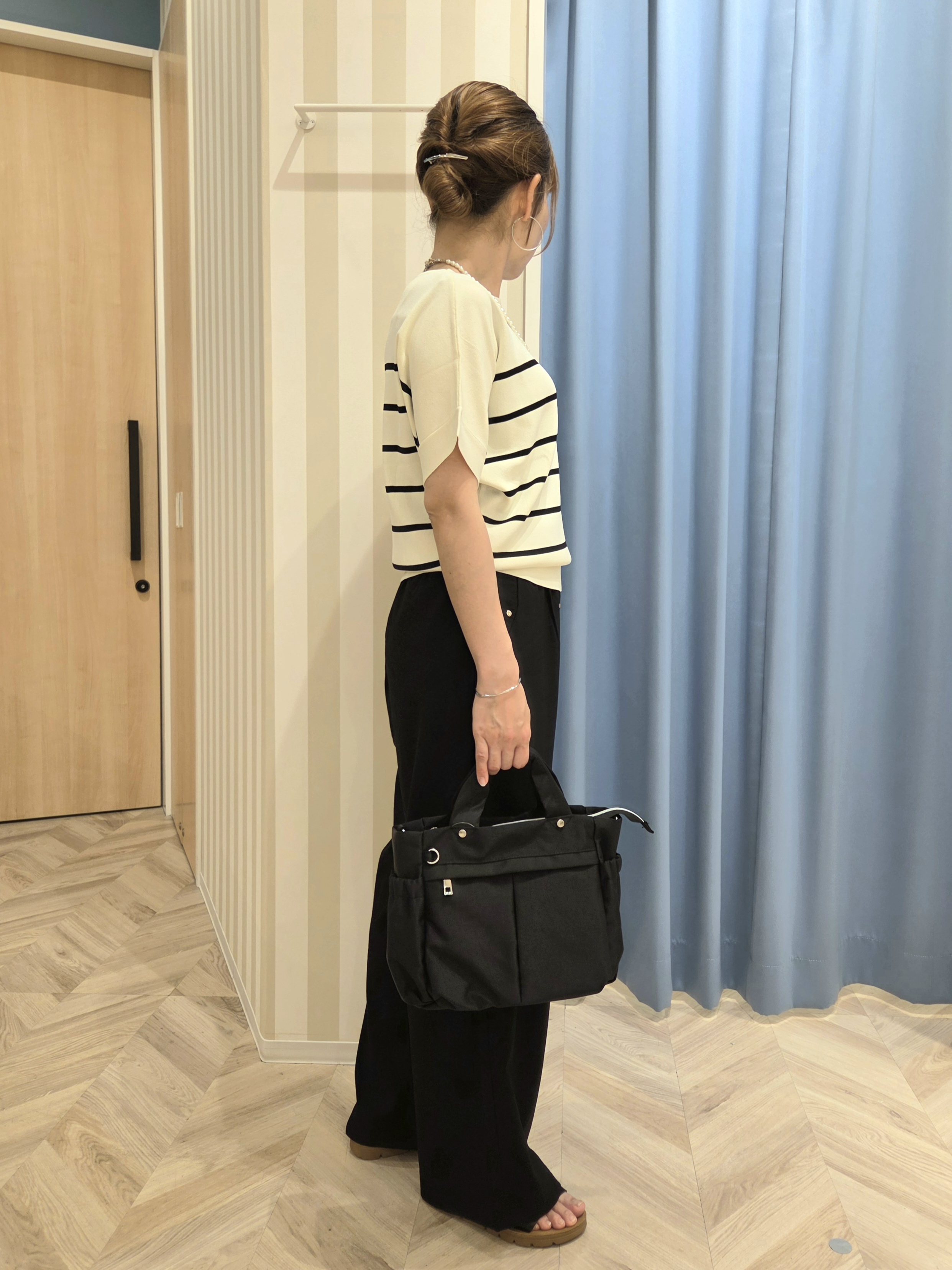 Ikumiさんの「SHOO･LA･RUE｜【毎日洗える/UV】二の腕隠れる さらっとドルマン半袖ニット」を使ったコーディネート
