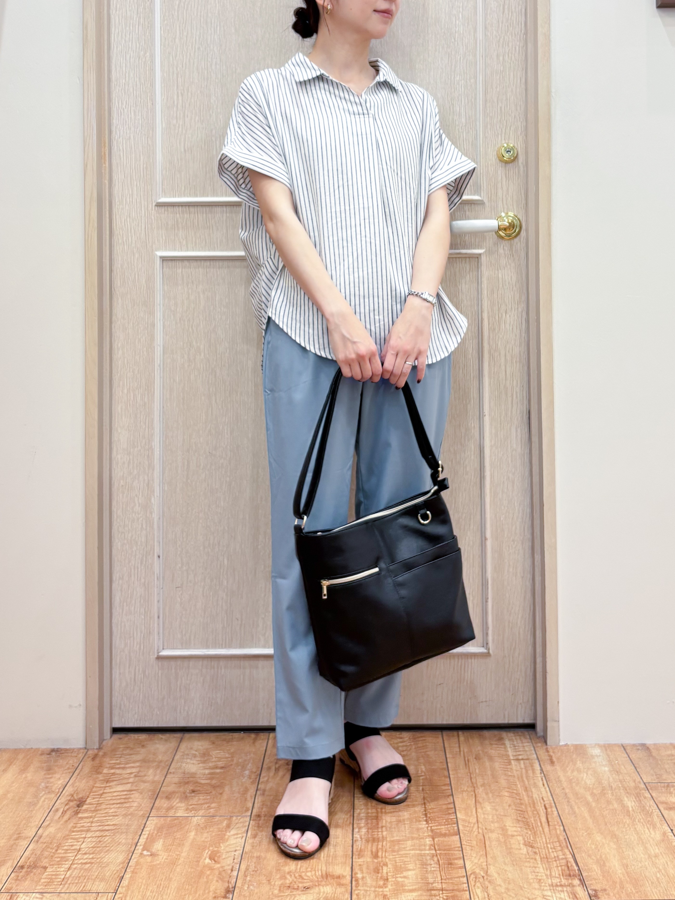 なみさんの「SHOO･LA･RUE｜【UV/吸水速乾/抗菌防臭】インせず着られる フレンチリネンスキッパーシャツ」を使ったコーディネート