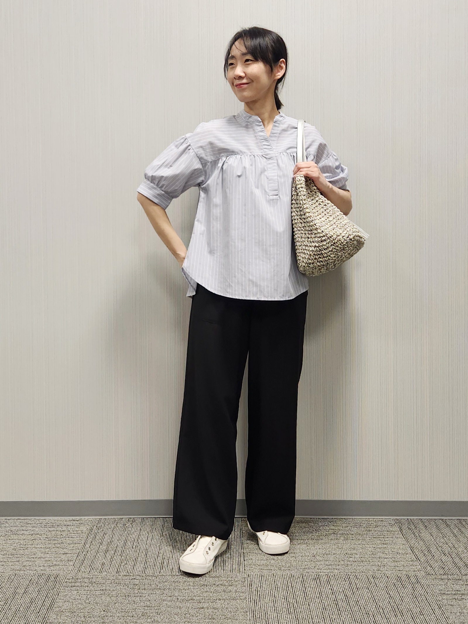 naraさんの「Dessin｜【洗える】ストライプスキッパーシャツ」を使ったコーディネート