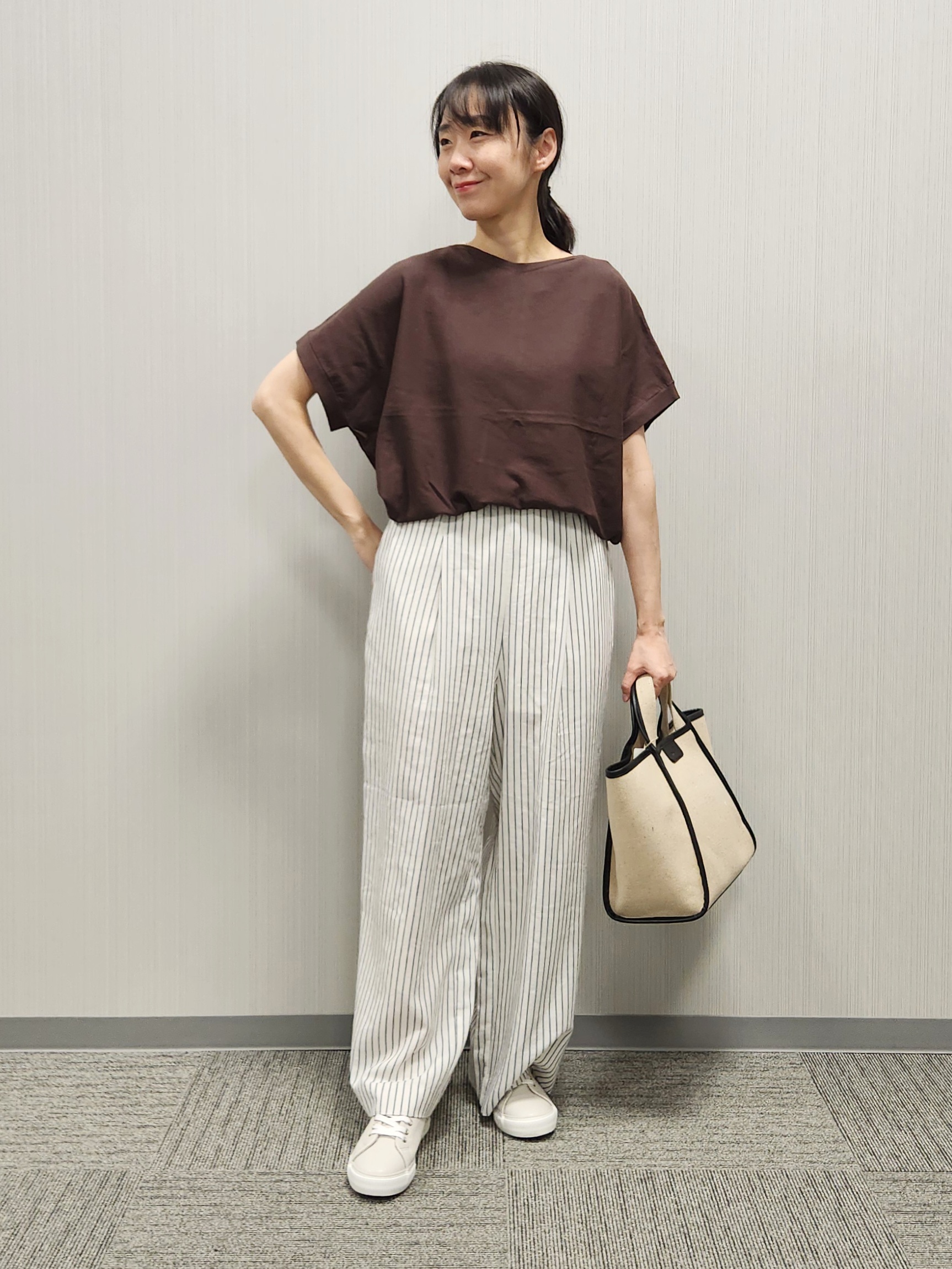 naraさんの「Dessin｜【洗える】後ろボタンフレンチスリーブニット」を使ったコーディネート