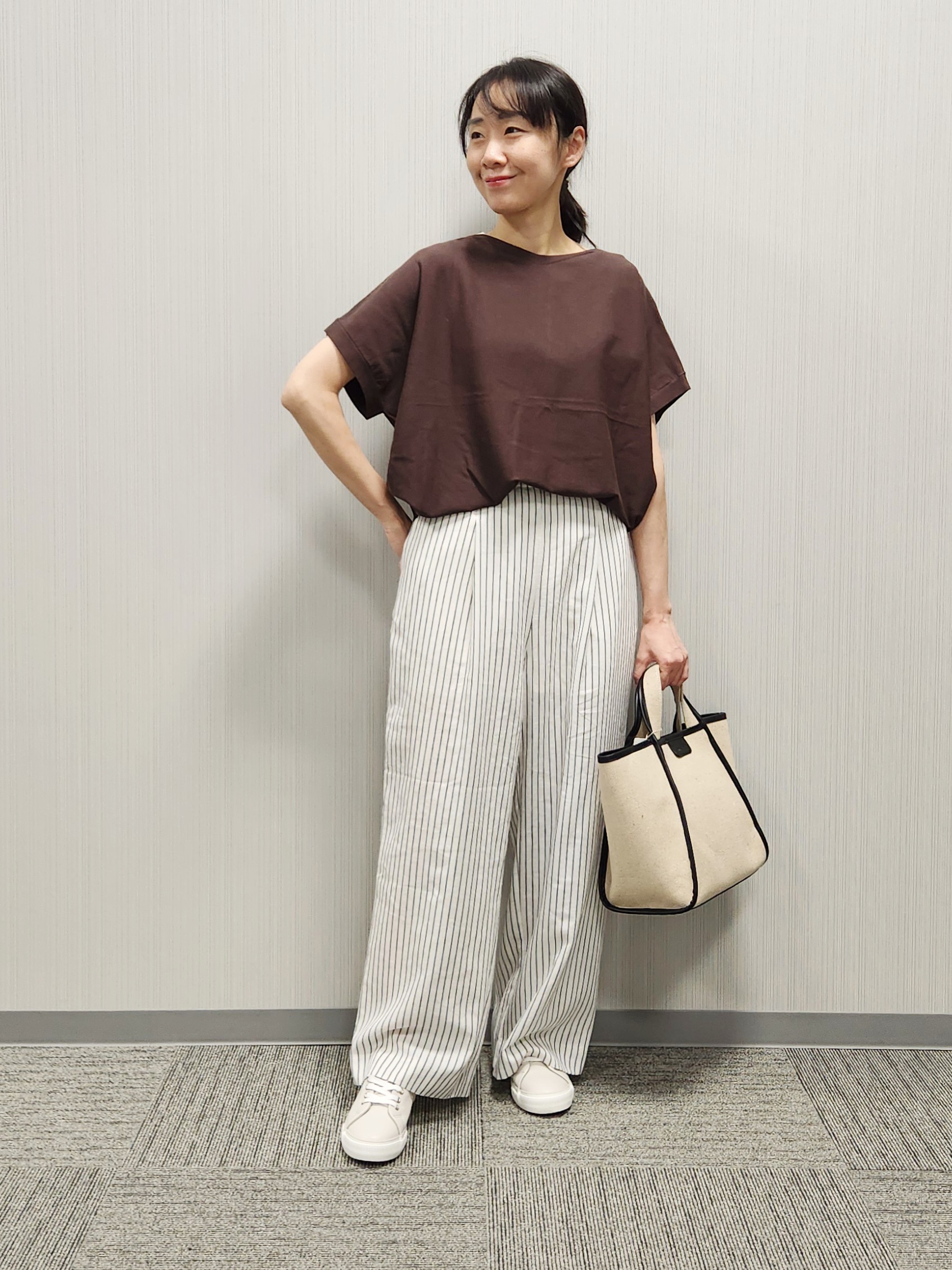 naraさんの「Dessin｜【洗える】後ろボタンフレンチスリーブニット」を使ったコーディネート