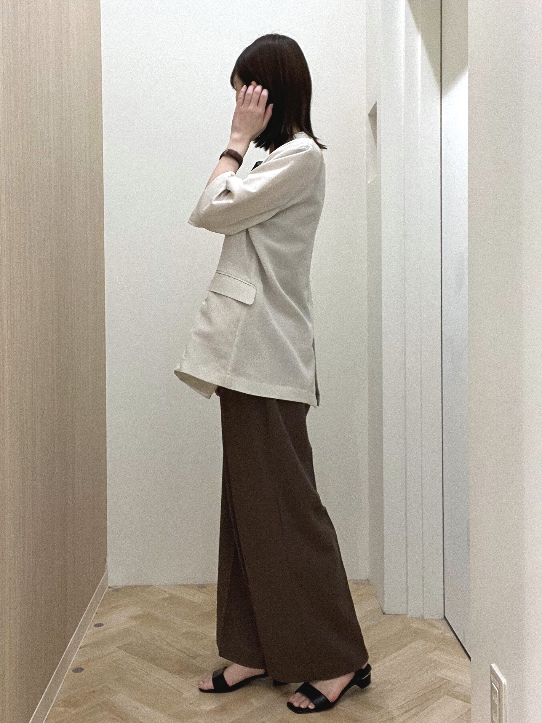  おまつさんの「grove｜【洗濯機OK/ひんやり】軽く羽織れるハーフスリーブジャケット」を使ったコーディネート