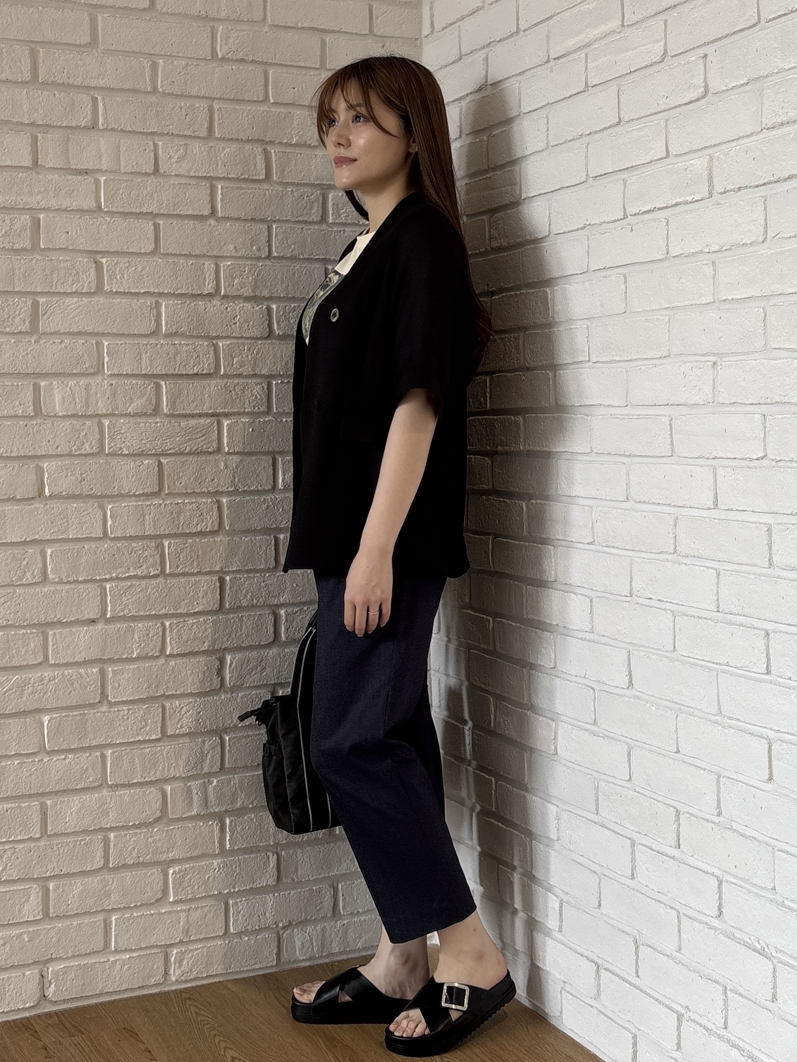 sayaさんの「grove｜【洗濯機OK/ひんやり】軽く羽織れるハーフスリーブジャケット」を使ったコーディネート