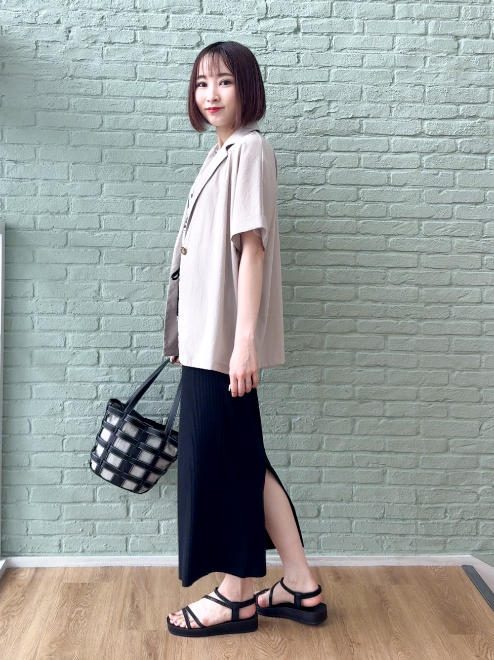 𝐜𝐡𝐢𝐤𝐚さんの「SHOO･LA･RUE｜【高レビュー/洗濯機可/セットアップ可】軽凛(かろりん) 半袖ジャケット」を使ったコーディネート