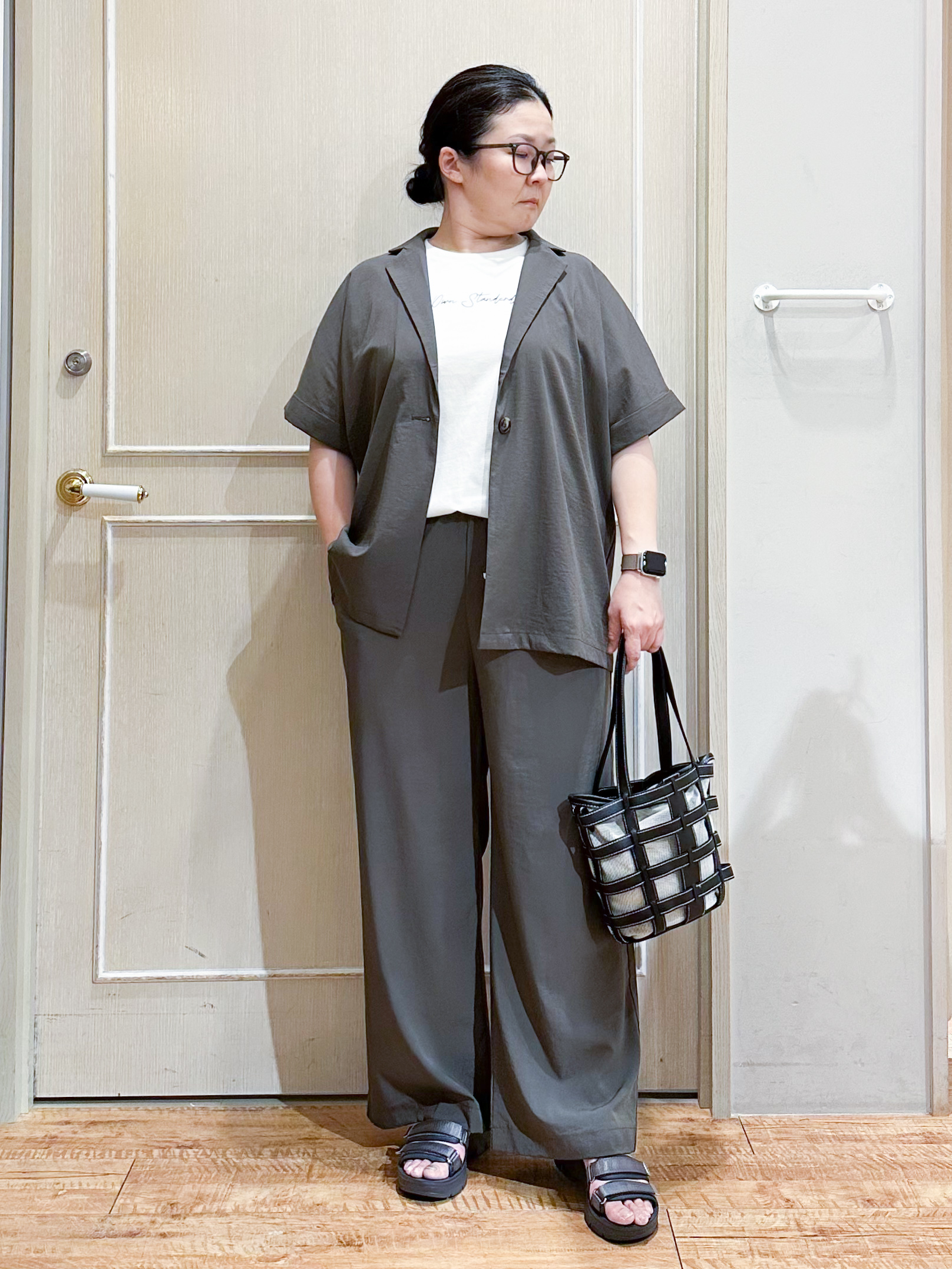 umeさんの「SHOO･LA･RUE｜【高レビュー/洗濯機可/セットアップ可】軽凛(かろりん) 半袖ジャケット」を使ったコーディネート