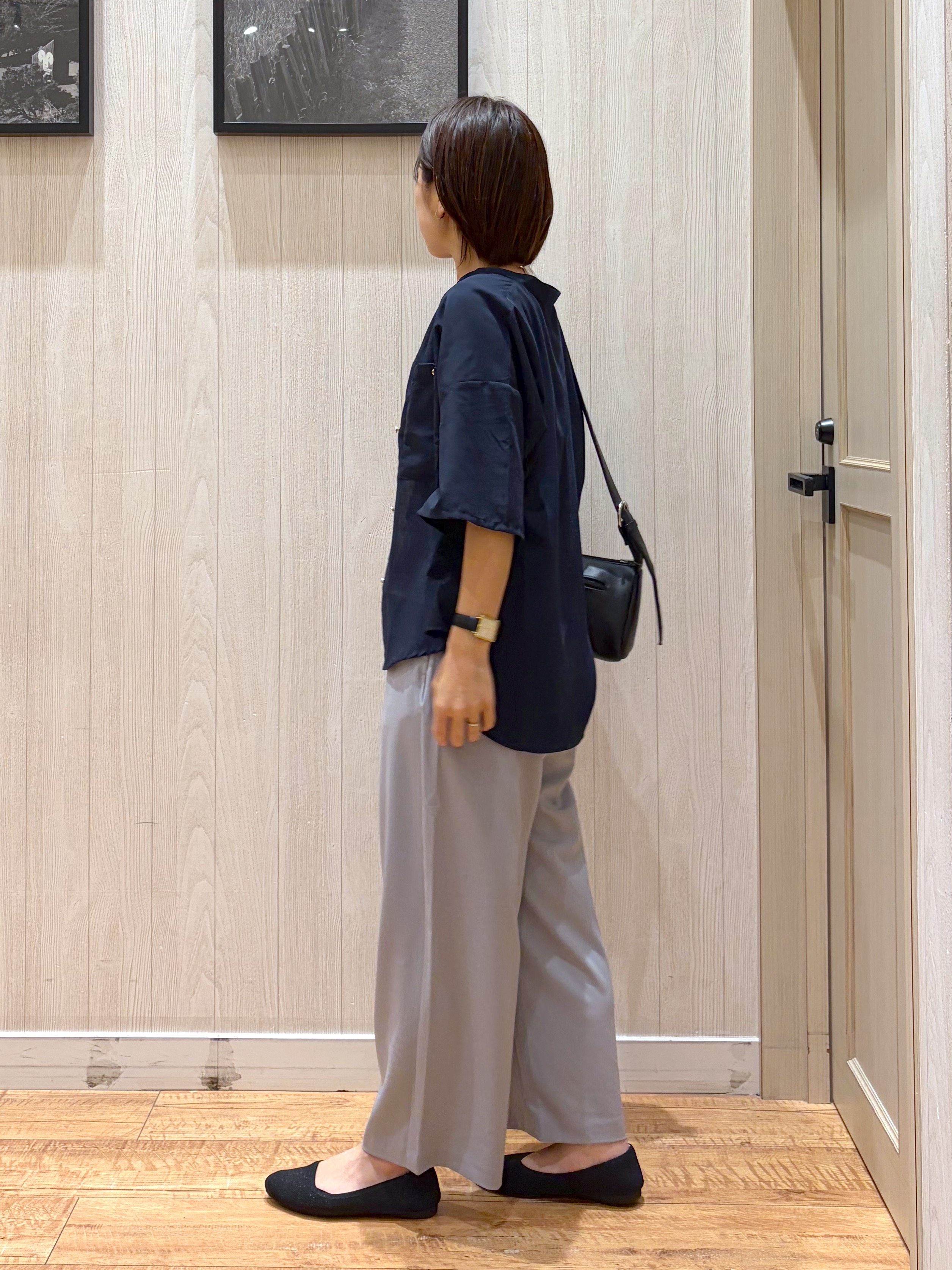 shirayuuuさんの「SHOO･LA･RUE｜【洗濯機可/S-LL】大人の抜け感 ゆるっと5分袖シャツ」を使ったコーディネート