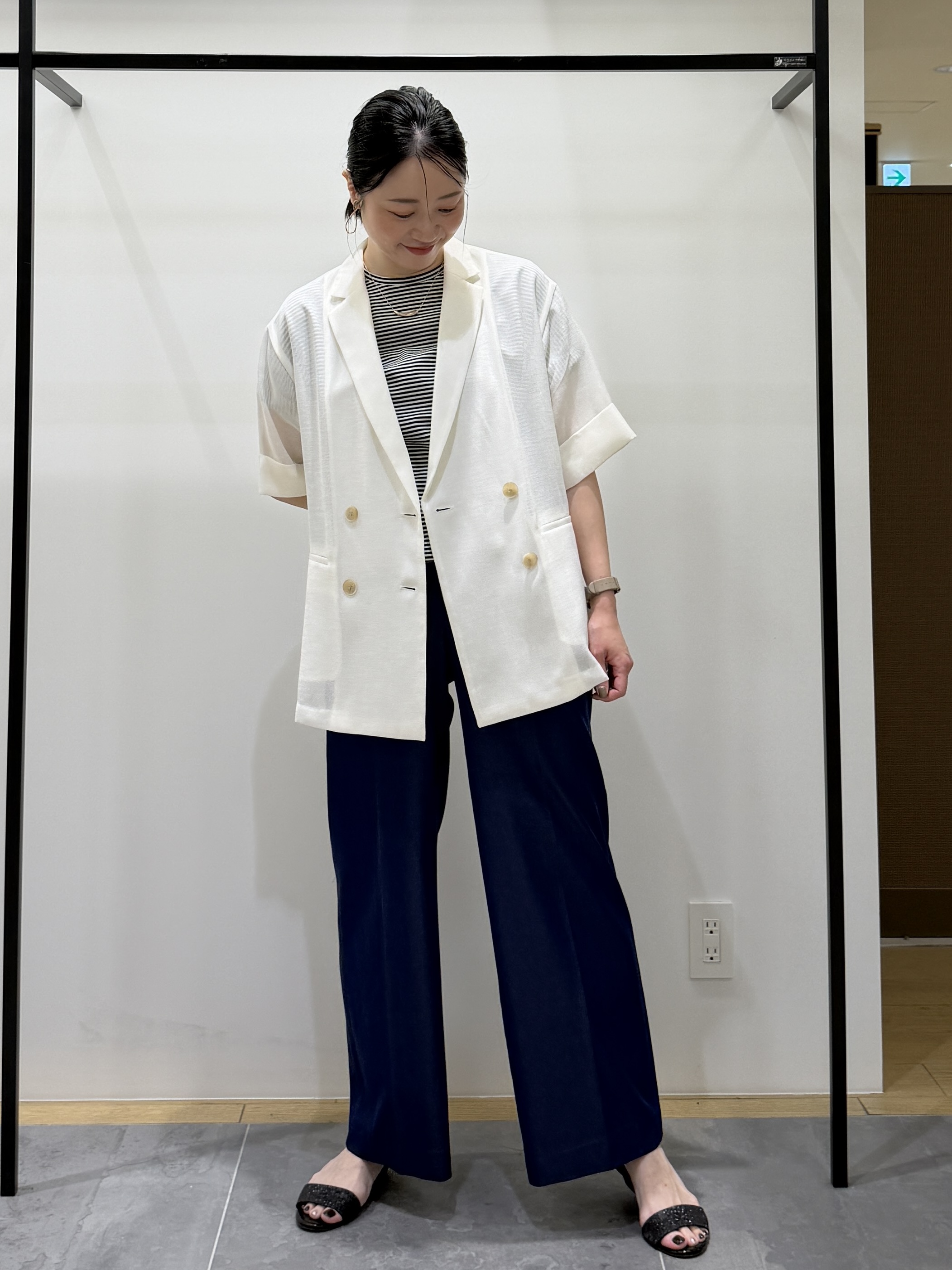 shihoさんの「INDIVI｜【洗える／メッシュ素材／SETUP可能】半袖シアージャケット」を使ったコーディネート