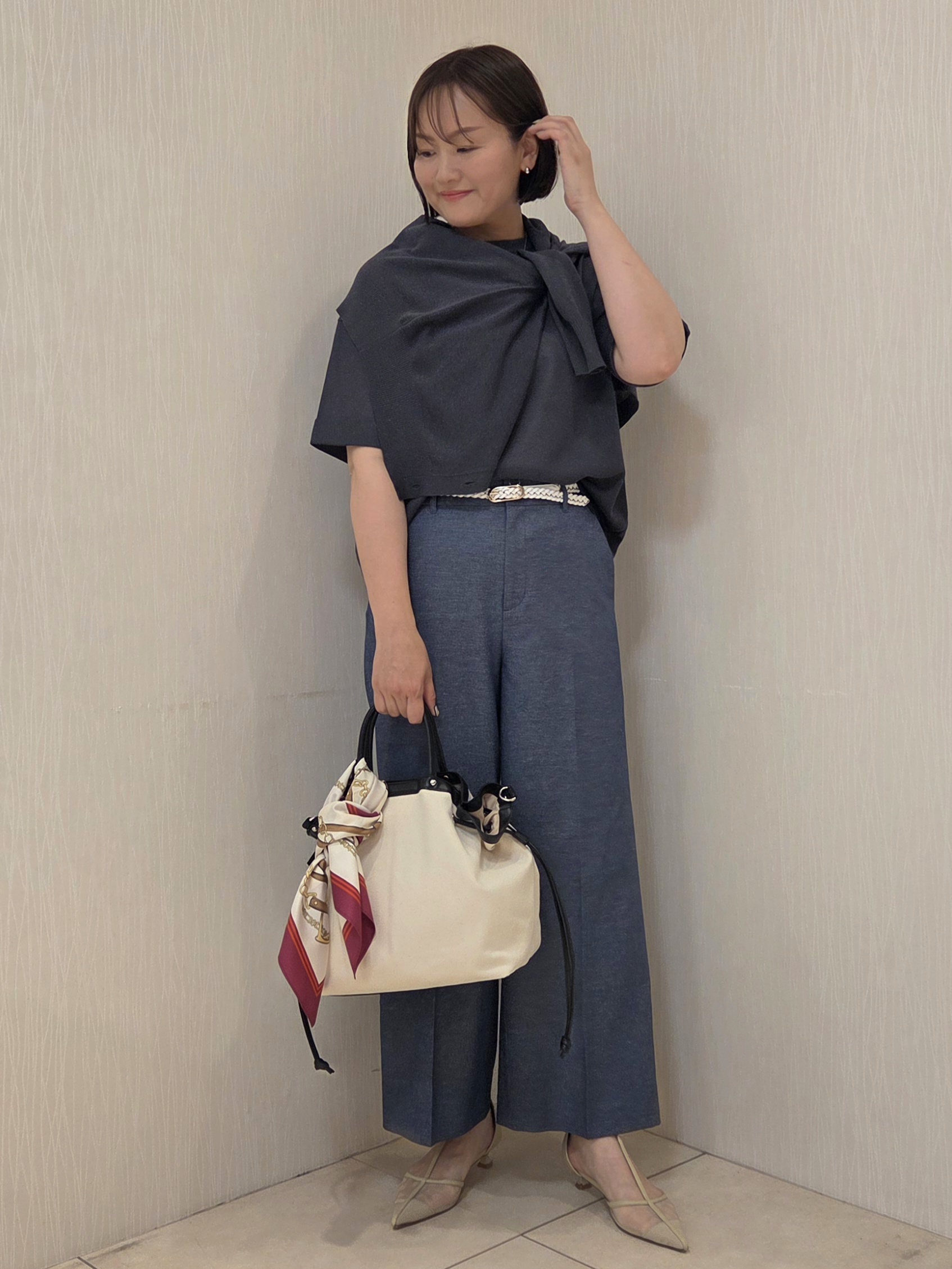 naokoさんの「UNTITLED｜【アンサンブル可/シアー】リネンエステルカーディガン」を使ったコーディネート
