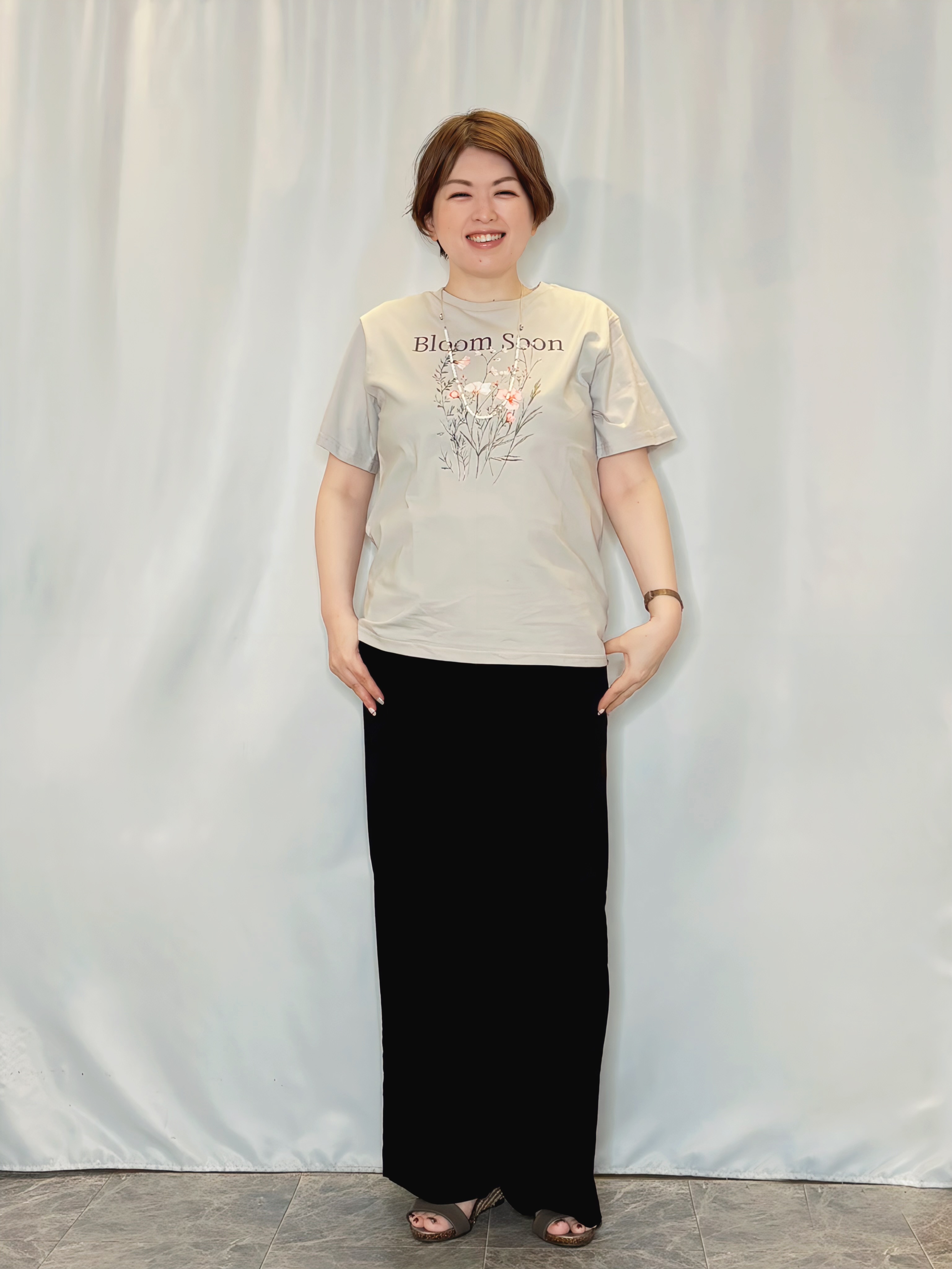 たみさんの「SHOO･LA･RUE｜【洗濯機可/S-LL】夏に快適サラサラ感 大人のプリントTシャツ」を使ったコーディネート