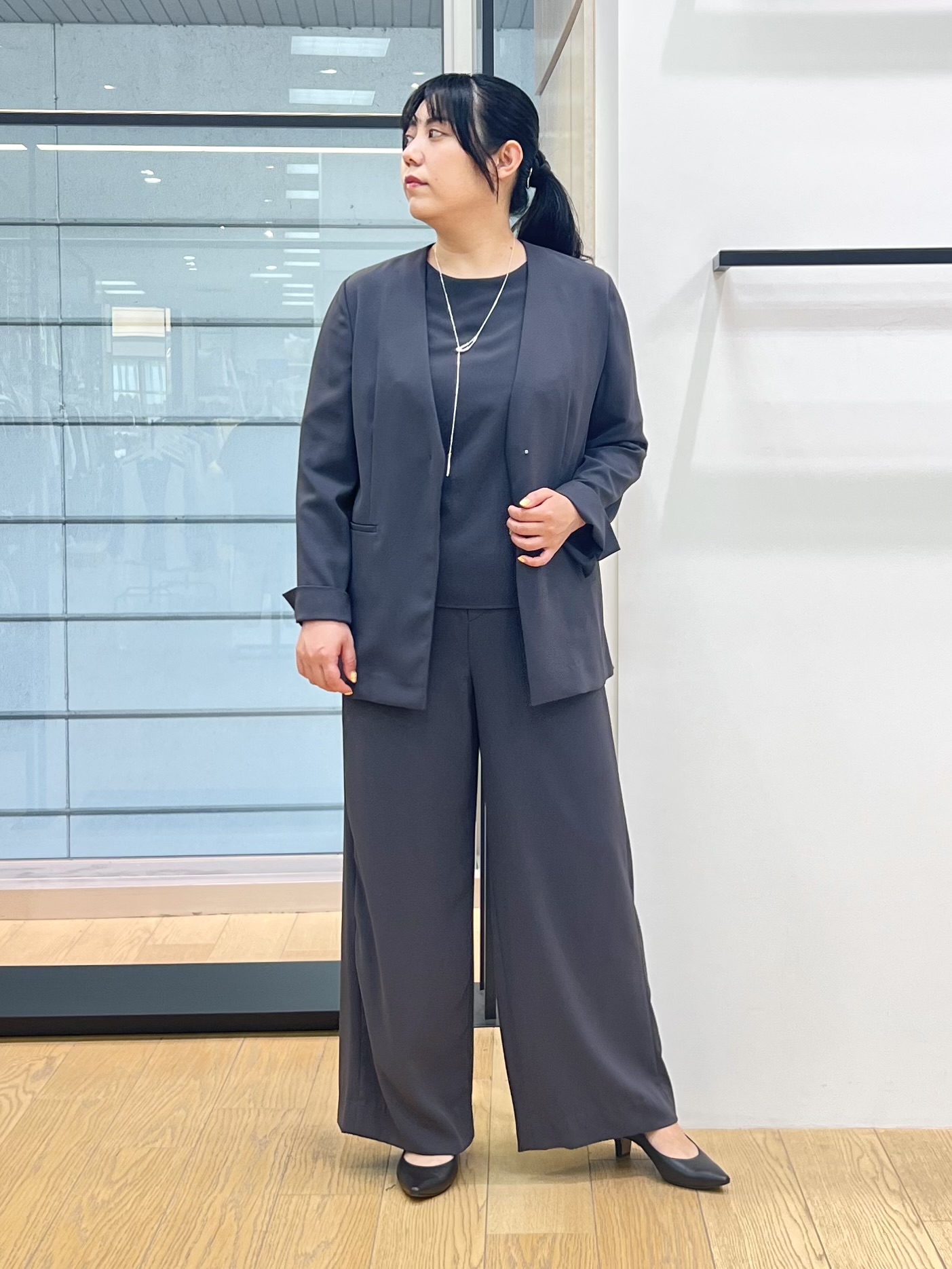shimaさんの「INDIVI｜【接触冷感／透湿／着る日傘】ノーカラージャケット」を使ったコーディネート