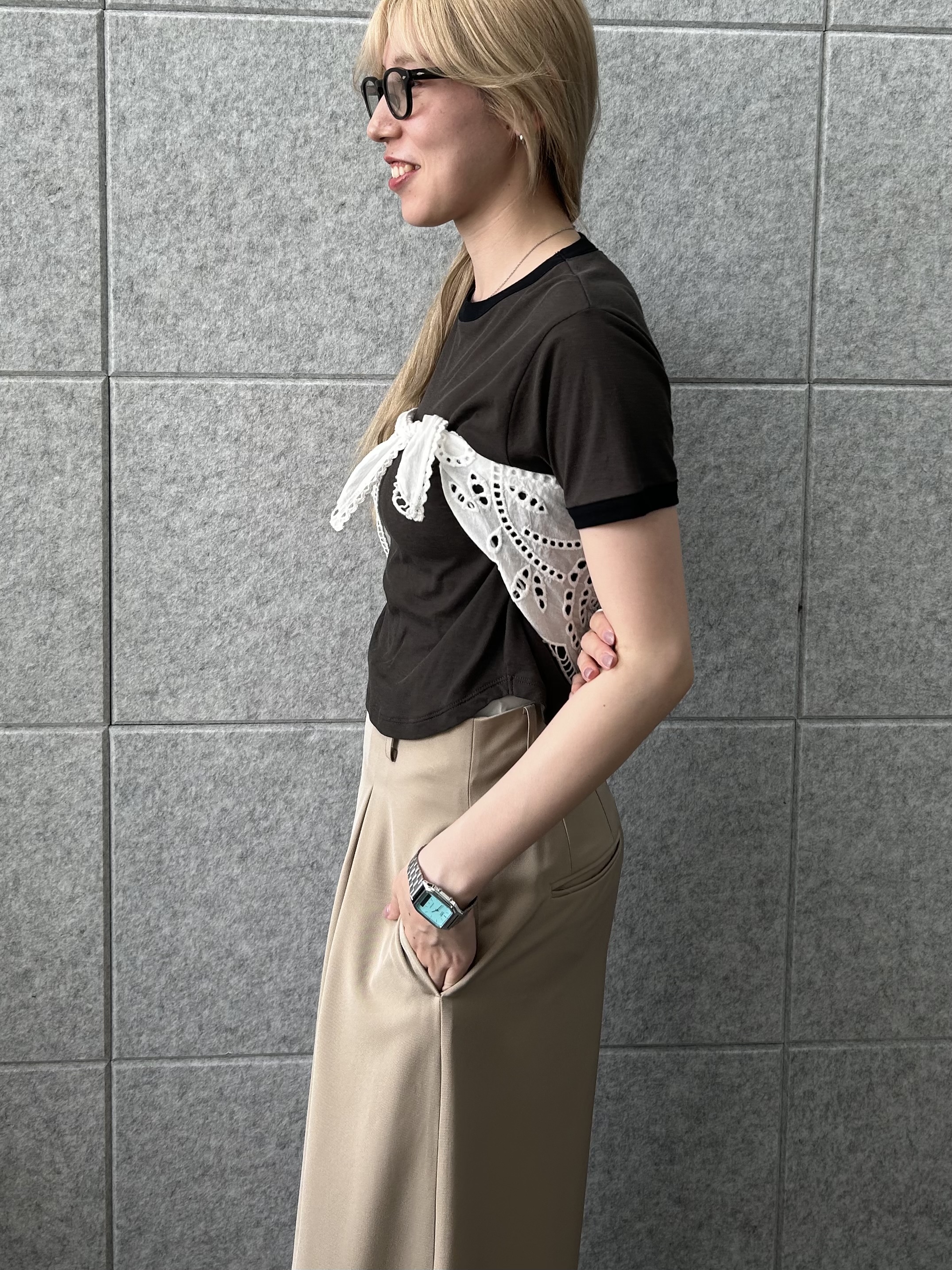 honoka Aさんの「CODE A｜sheer ringer tee」を使ったコーディネート