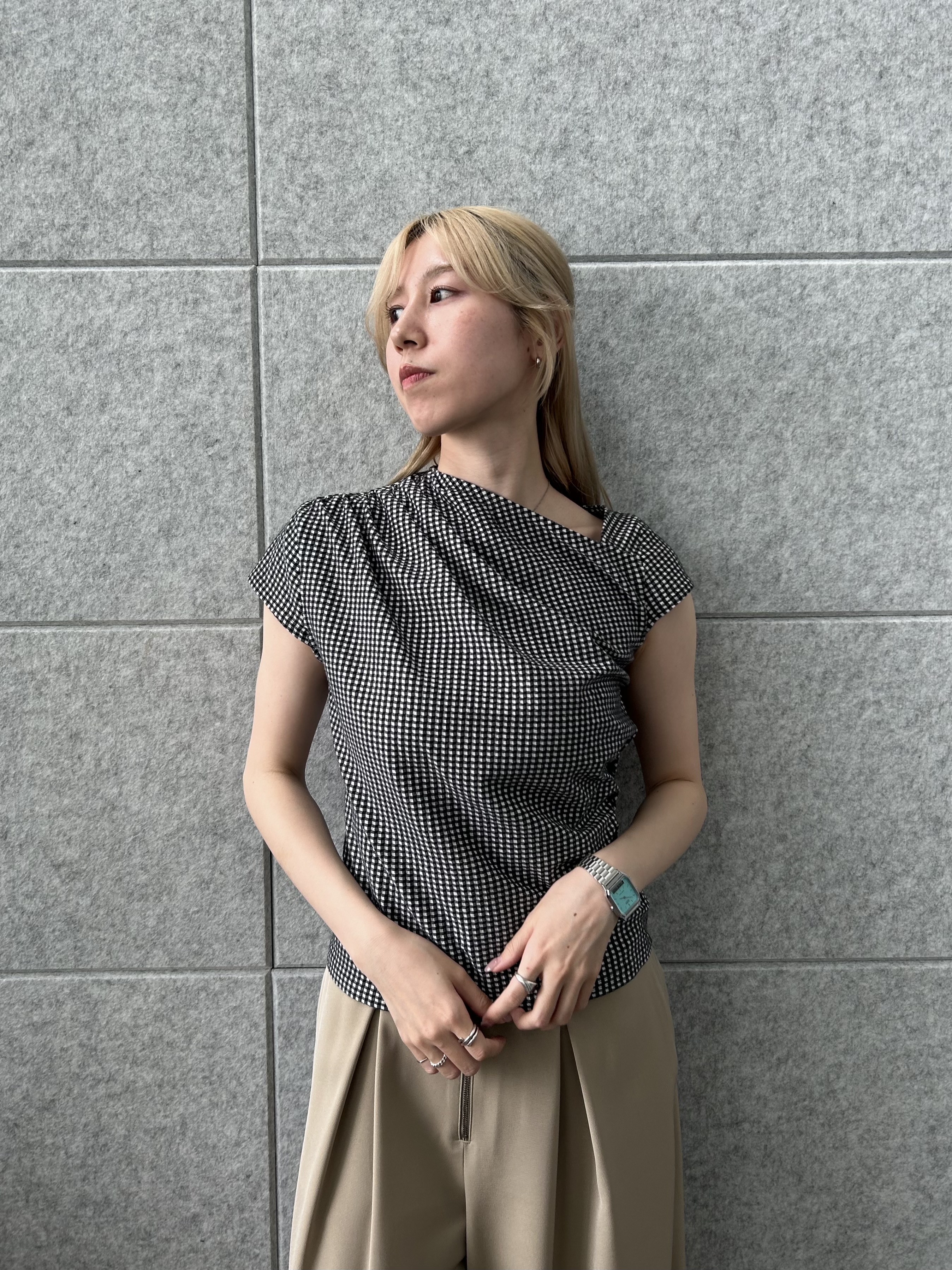 honoka Aさんの「CODE A｜gingham edge tops」を使ったコーディネート