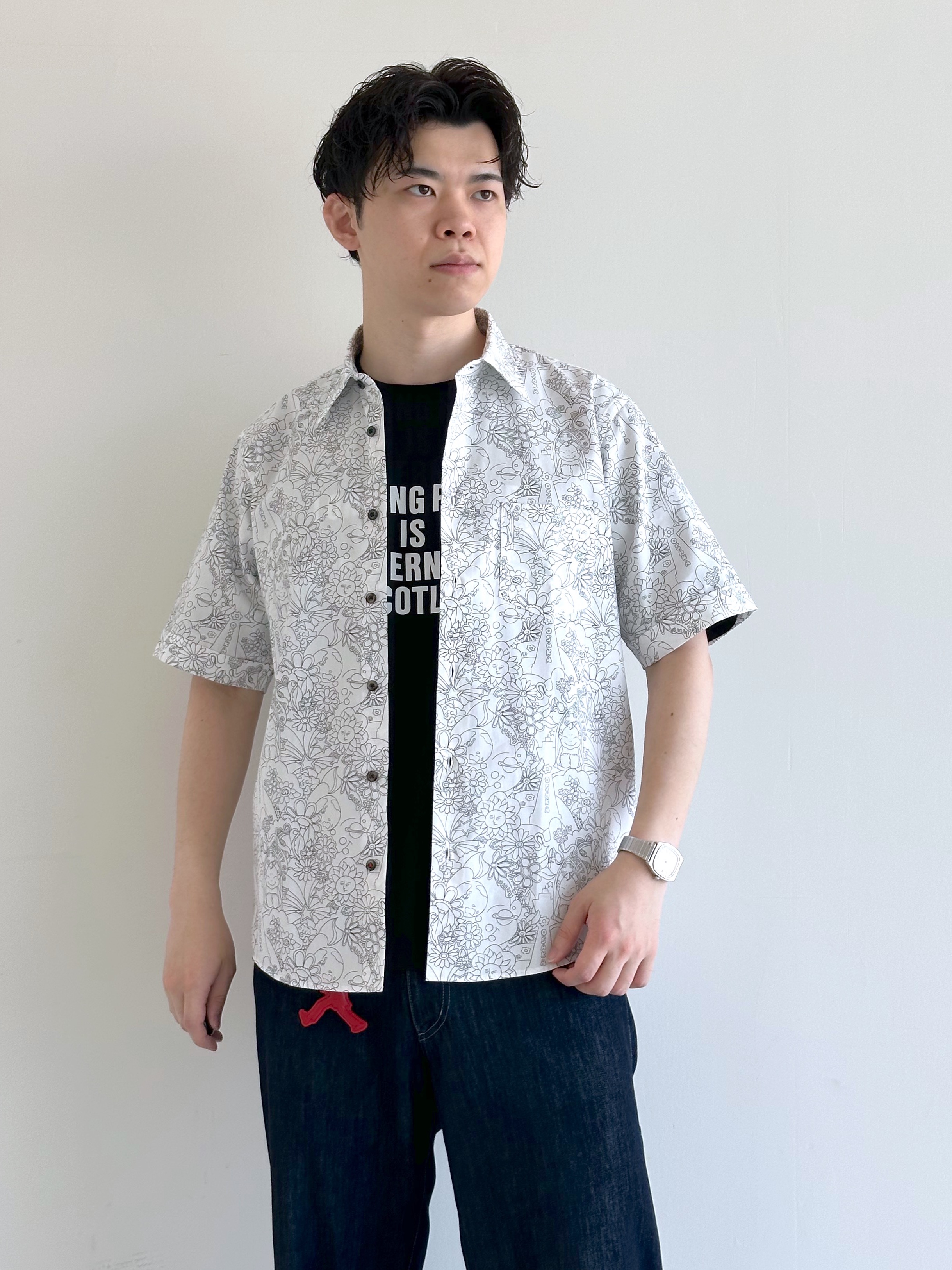 イッシーさんの「TAKEO KIKUCHI｜【BOWLER HAT LABEL】ビリケンさんプリント 半袖シャツ」を使ったコーディネート