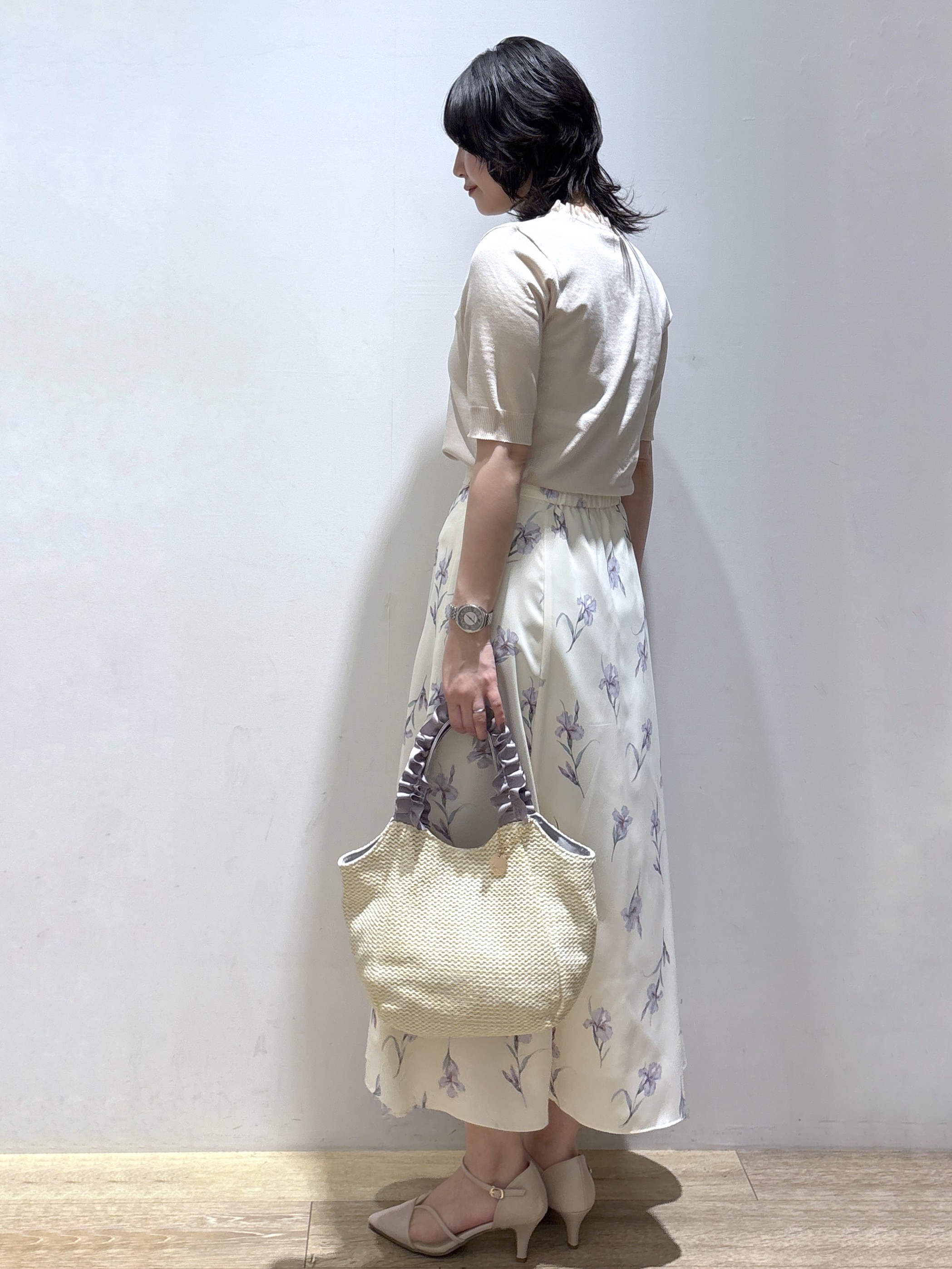 mizukiさんの「index｜フリルスキッパー半袖ニット【洗濯機OK】」を使ったコーディネート