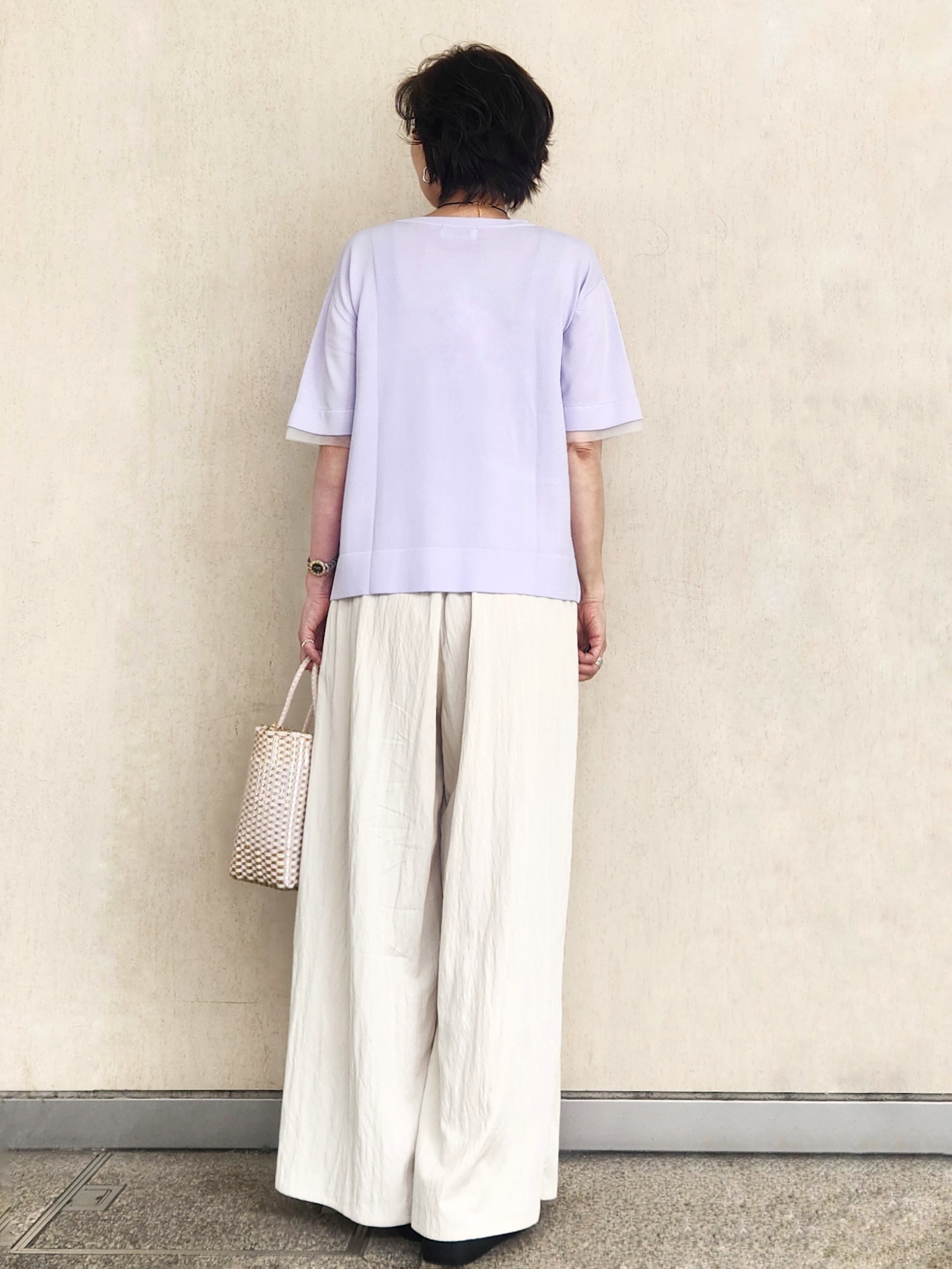 milkyさんの「OPAQUE.CLIP｜刺繍ハーフスリーブシャツ／セットアップ対応可【洗濯機OK】」を使ったコーディネート