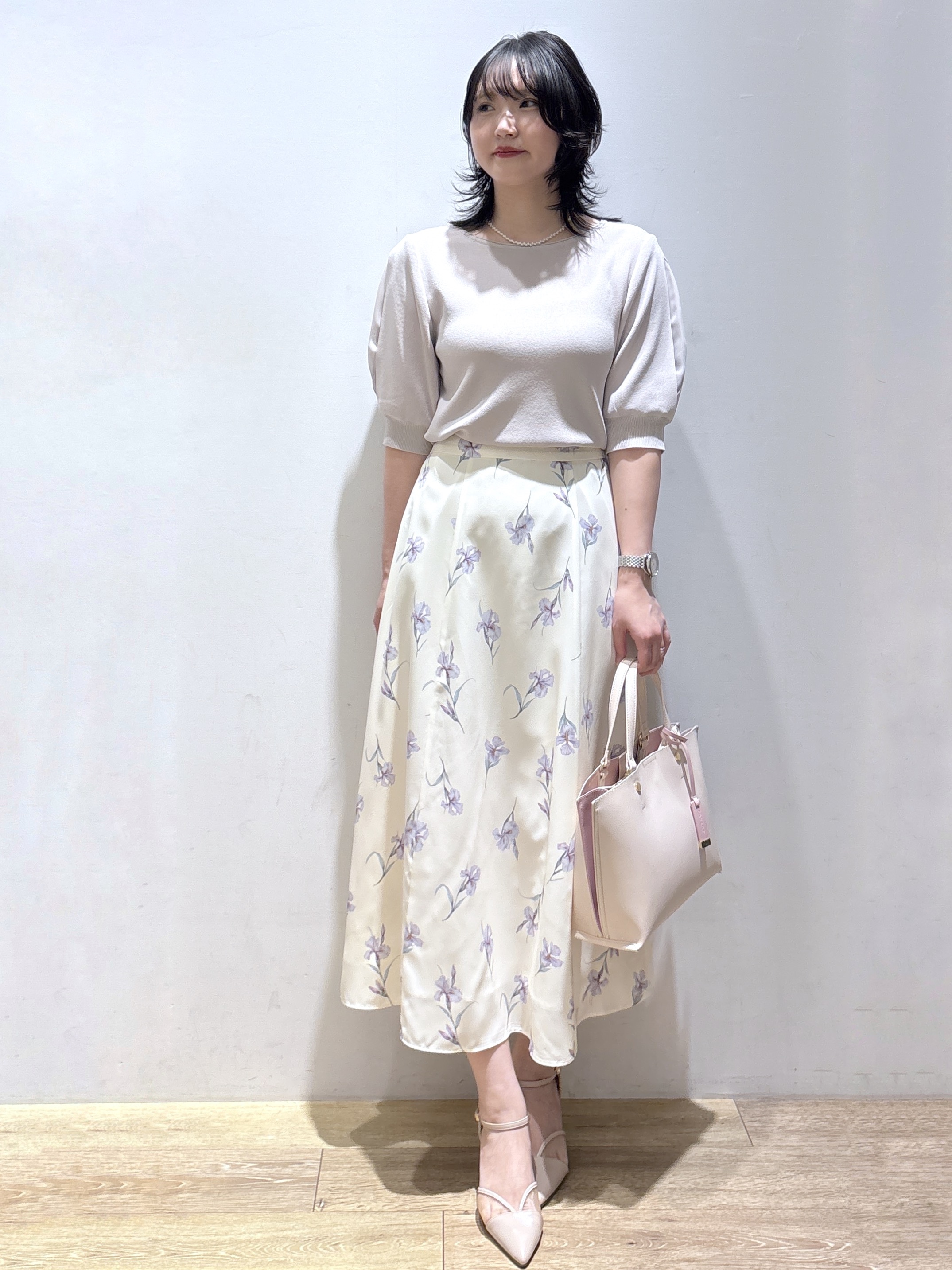 mizukiさんの「index｜【接触冷感／UVケア】クールタッチラップスリーブニット《洗濯機OK／XS～3L／9col》」を使ったコーディネート