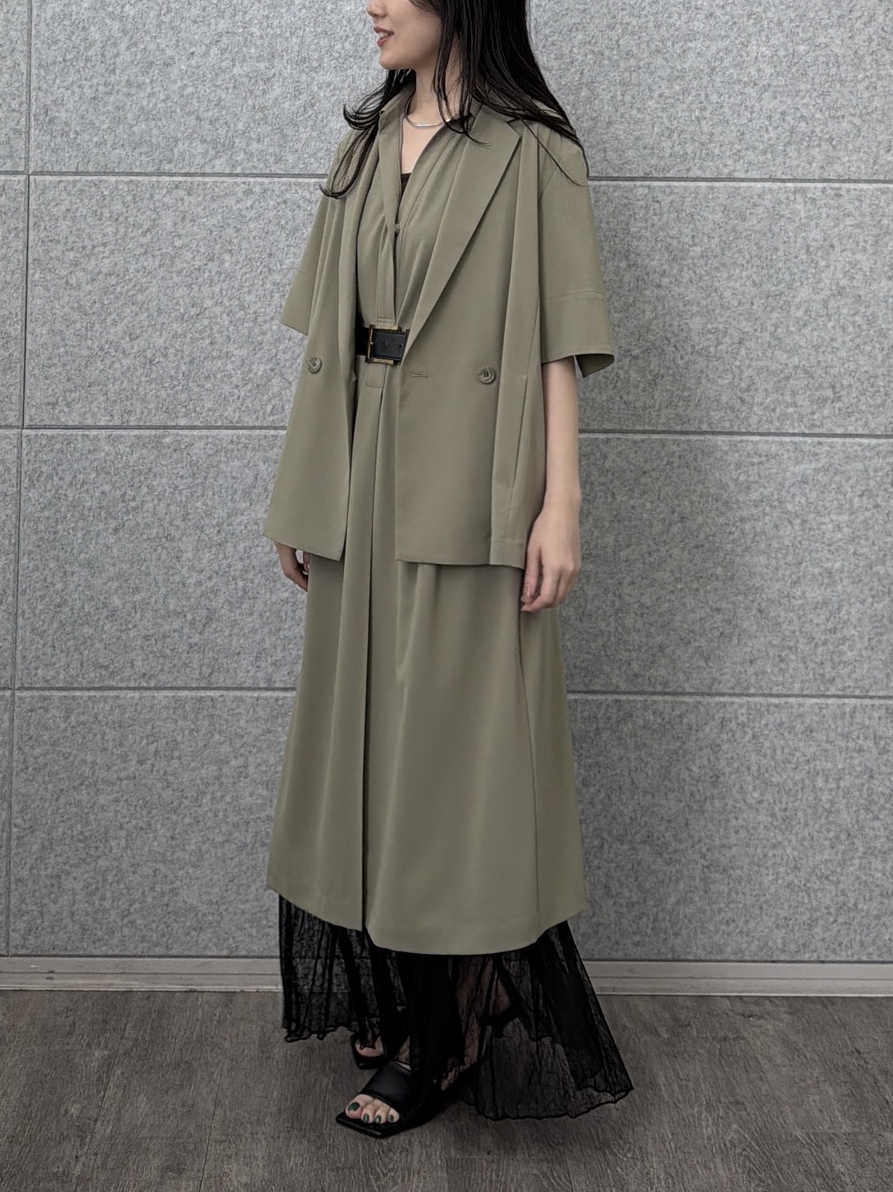rinaさんの「INDIVI｜Comfy SET UP｜ハーフスリーブジャケット【セットアップ対応／通勤／接触冷感／UVカット】」を使ったコーディネート