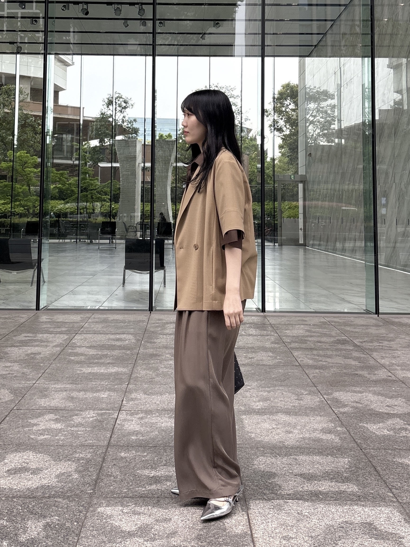 rinaさんの「INDIVI｜Comfy SET UP｜ハーフスリーブジャケット【セットアップ対応／通勤／接触冷感／UVカット】」を使ったコーディネート