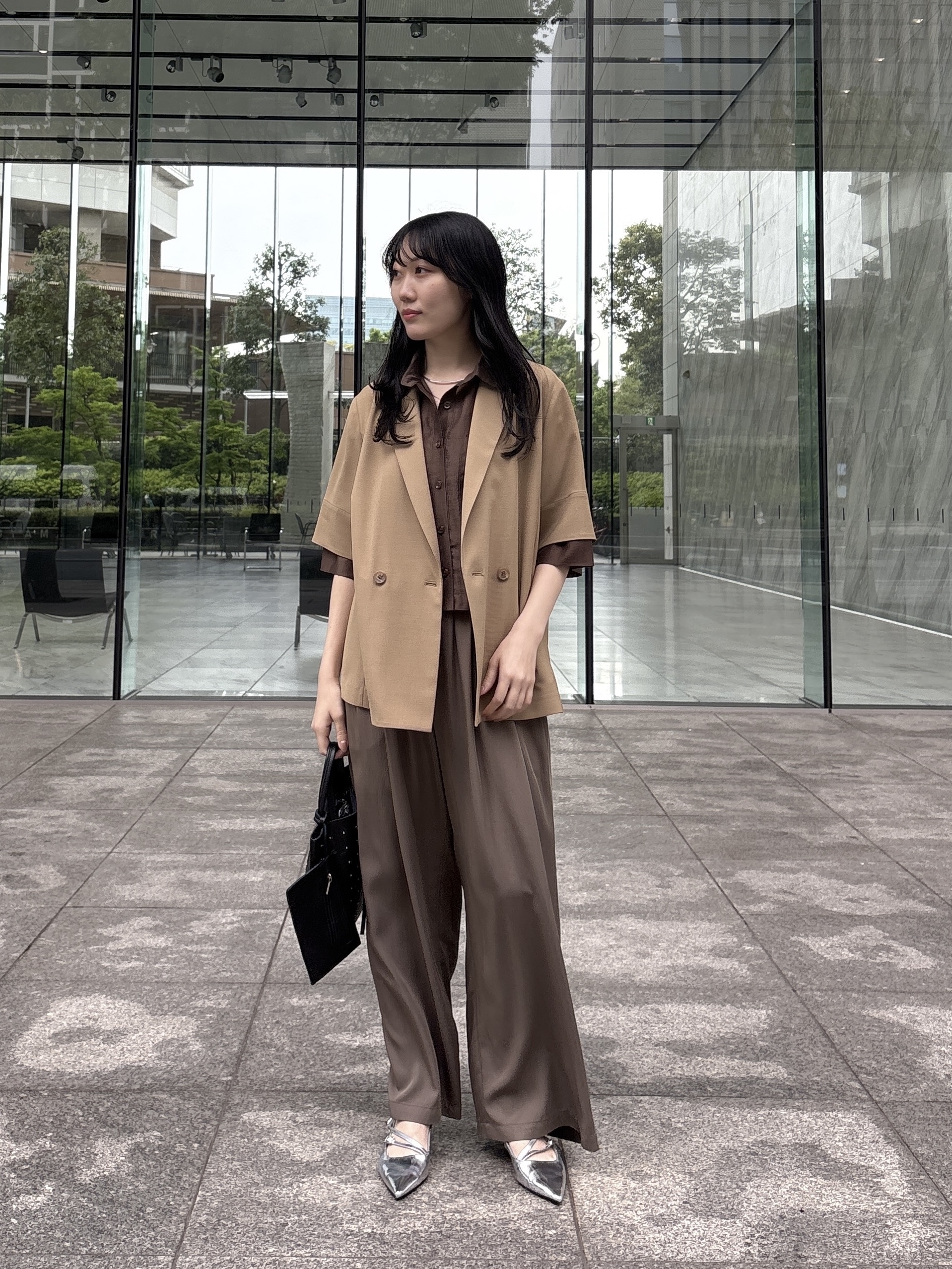 rinaさんの「INDIVI｜Comfy SET UP｜ハーフスリーブジャケット【セットアップ対応／通勤／接触冷感／UVカット】」を使ったコーディネート
