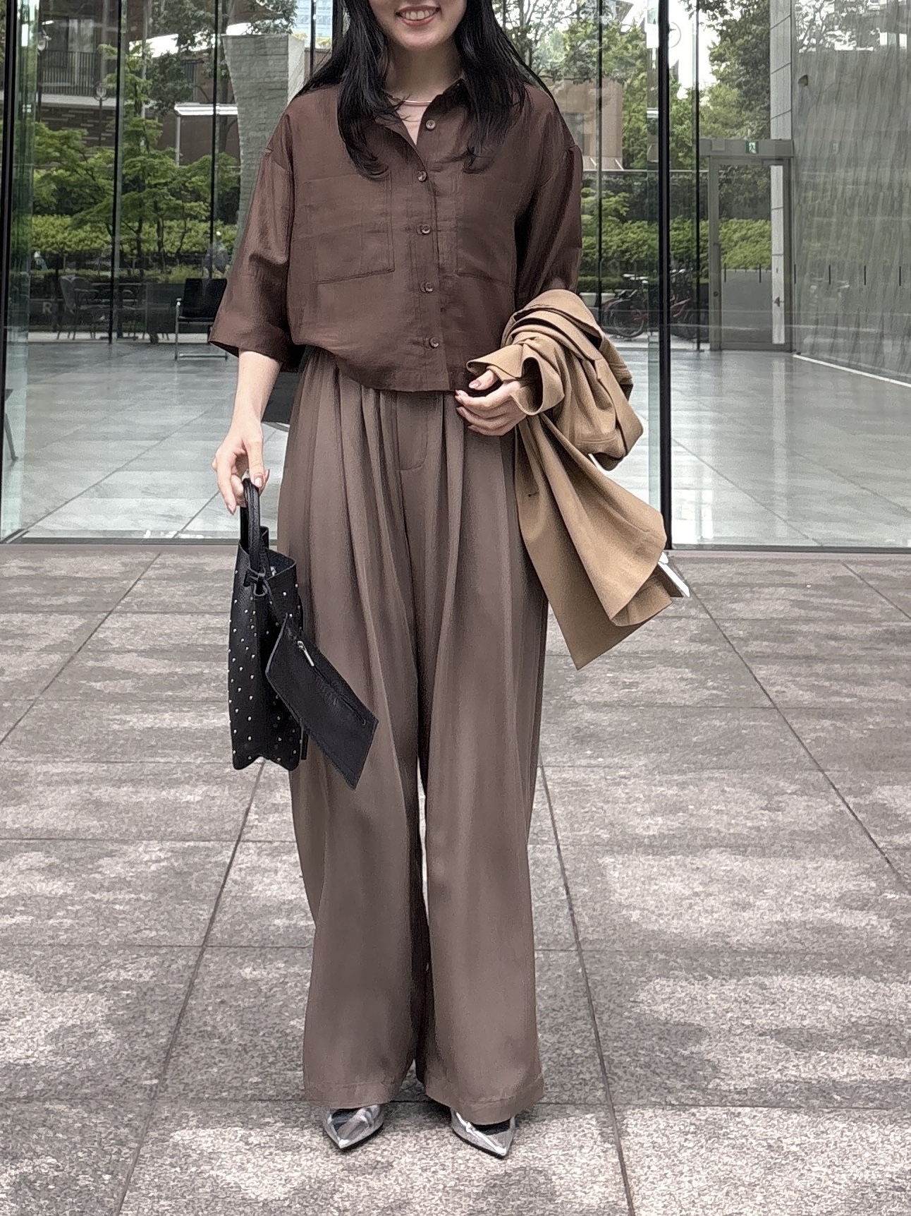 rinaさんの「INDIVI｜Comfy SET UP｜ハーフスリーブジャケット【セットアップ対応／通勤／接触冷感／UVカット】」を使ったコーディネート