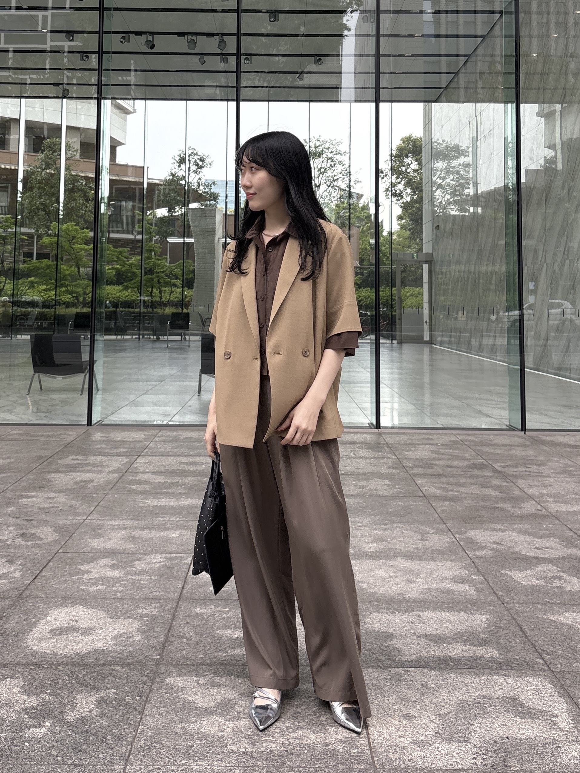 rinaさんの「INDIVI｜Comfy SET UP｜ハーフスリーブジャケット【セットアップ対応／通勤／接触冷感／UVカット】」を使ったコーディネート