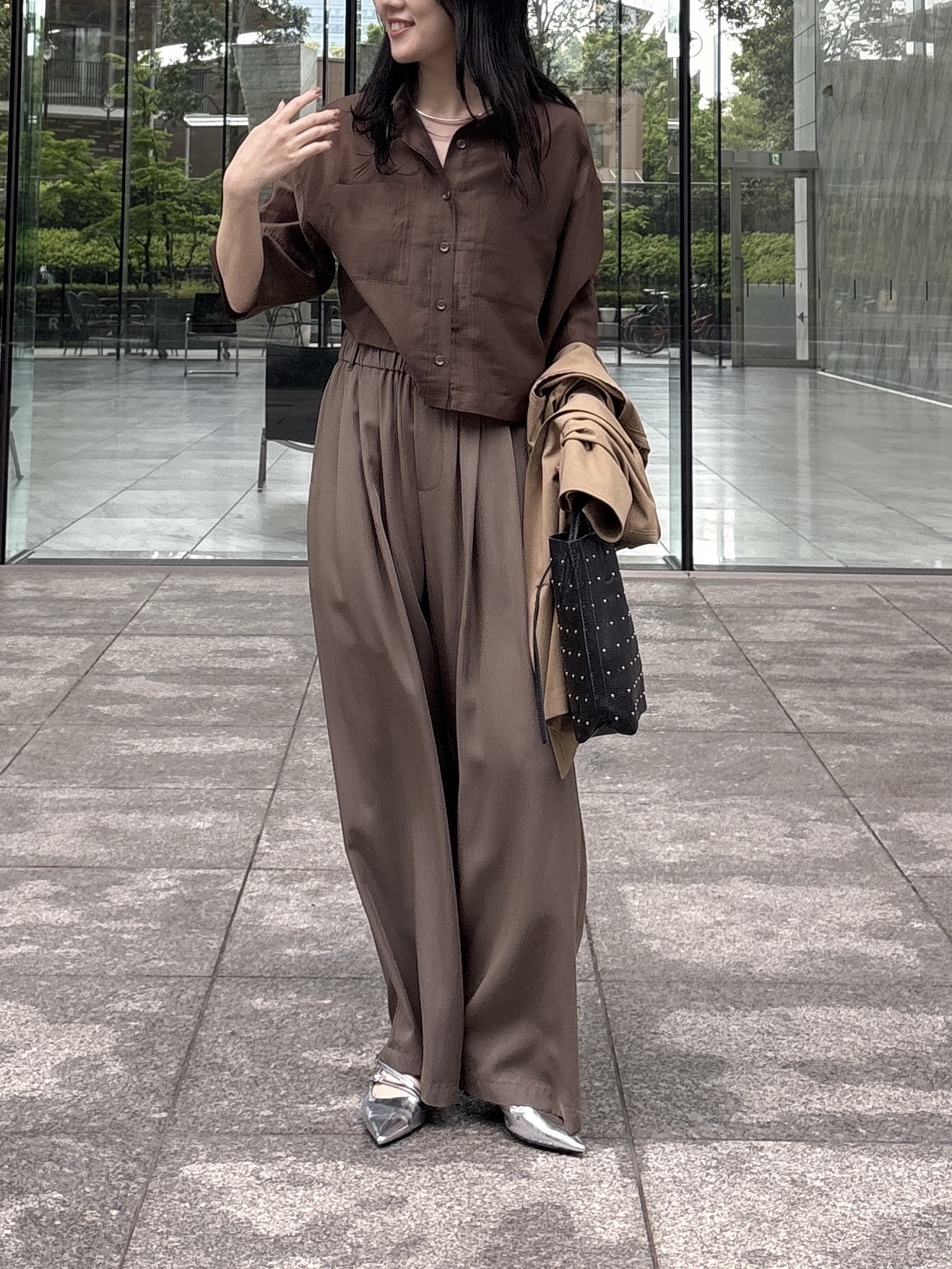 rinaさんの「INDIVI｜Comfy SET UP｜ハーフスリーブジャケット【セットアップ対応／通勤／接触冷感／UVカット】」を使ったコーディネート