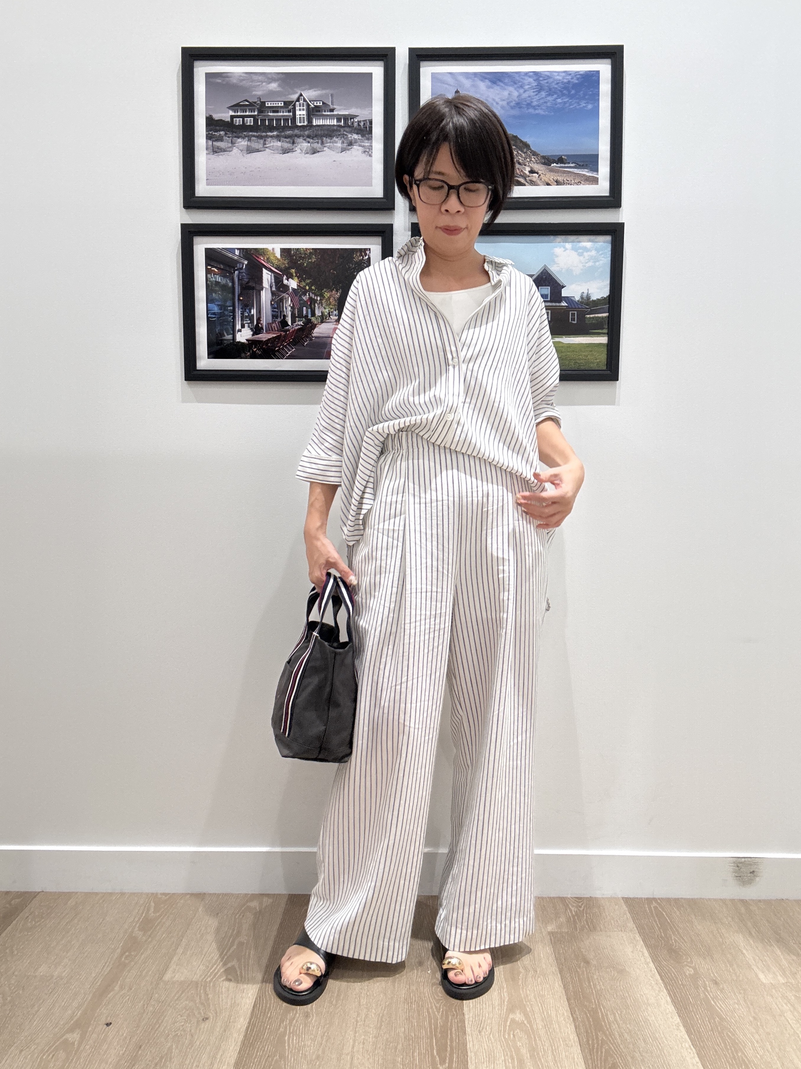 Naoさんの「Dessin｜【セットアップ可/洗える】リネンブレンドドルマンシャツ」を使ったコーディネート