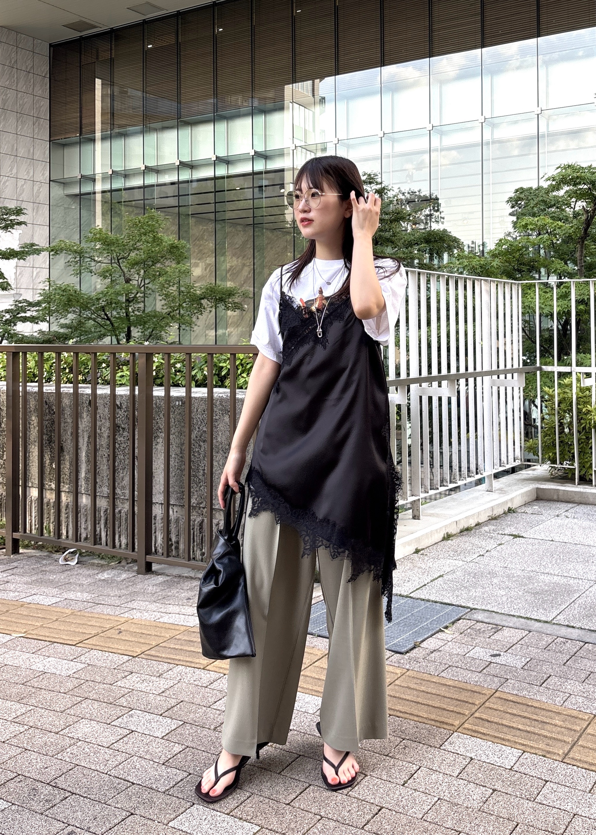 Renoさんの「INDIVI｜ワッシャーシアー半袖ダブルジャケット」を使ったコーディネート