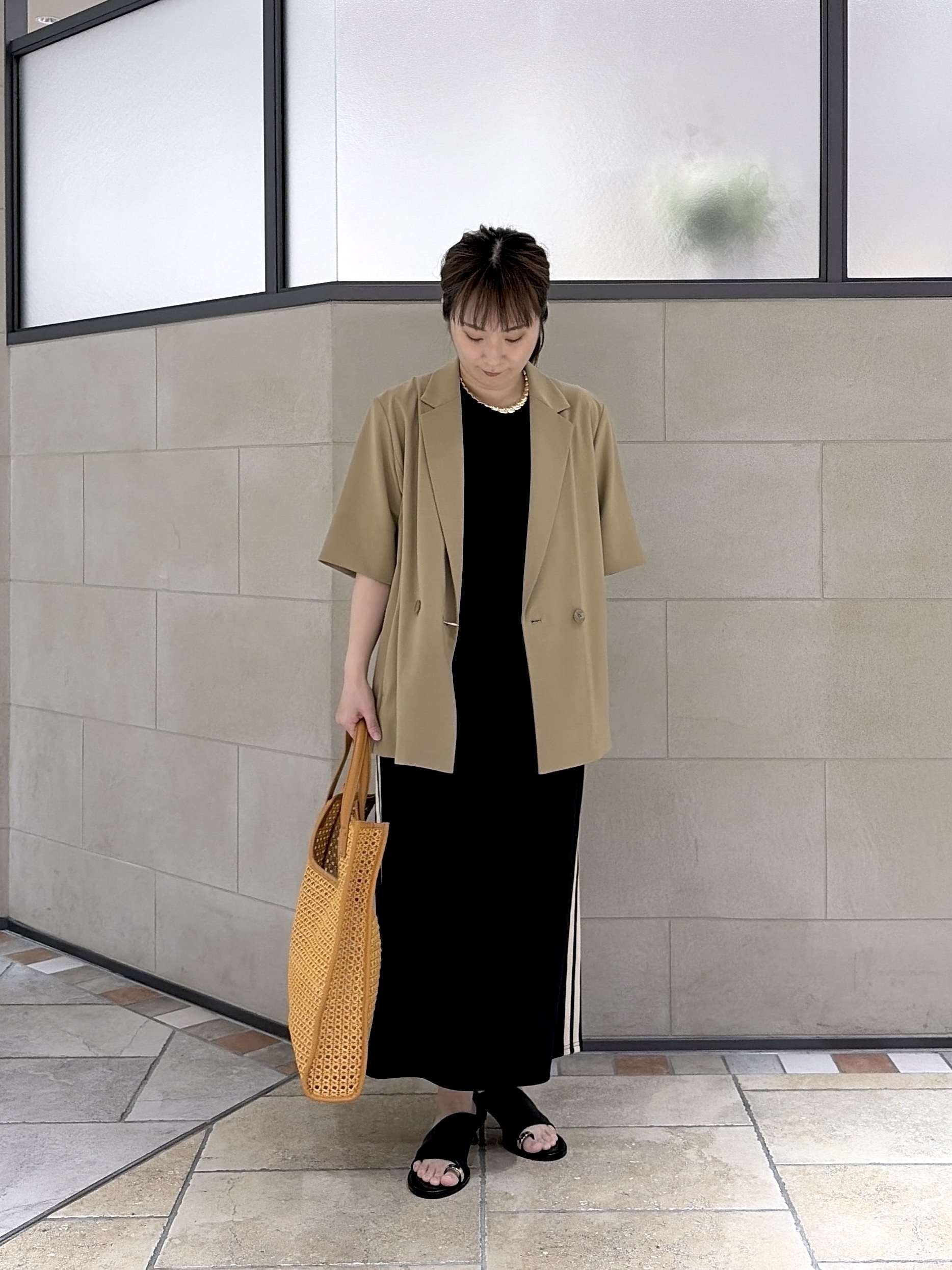 よねさんの「INDIVI｜Comfy SET UP｜ハーフスリーブジャケット【セットアップ対応／通勤／接触冷感／UVカット】」を使ったコーディネート