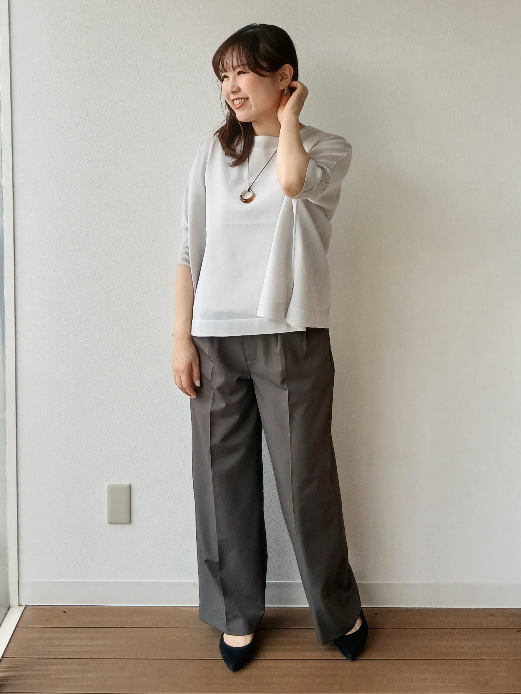 なみきさんの「UNTITLED｜【アンサンブル可/洗える】シアーレーヨンニット」を使ったコーディネート
