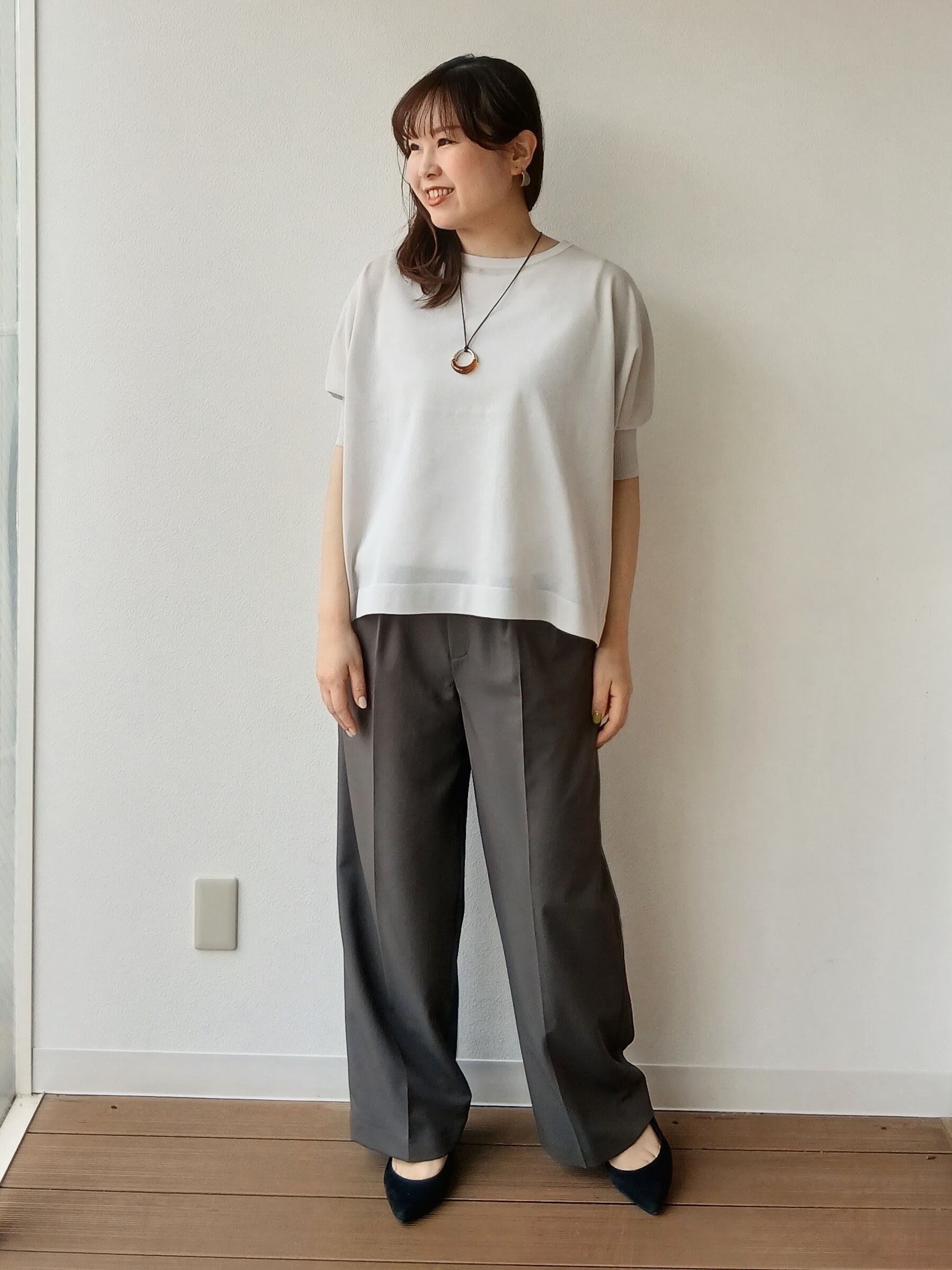なみきさんの「UNTITLED｜【アンサンブル可/洗える】シアーレーヨンニット」を使ったコーディネート