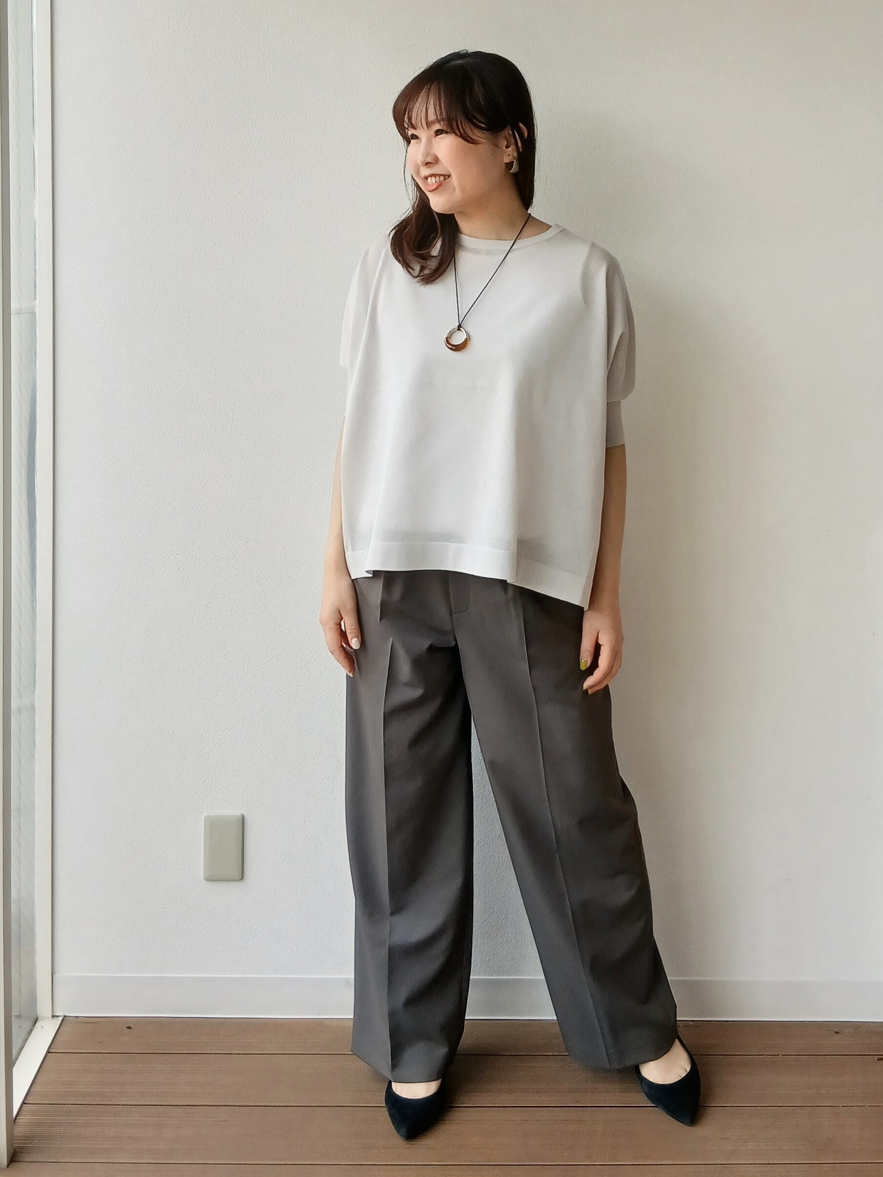 なみきさんの「UNTITLED｜【アンサンブル可/洗える】シアーレーヨンニット」を使ったコーディネート