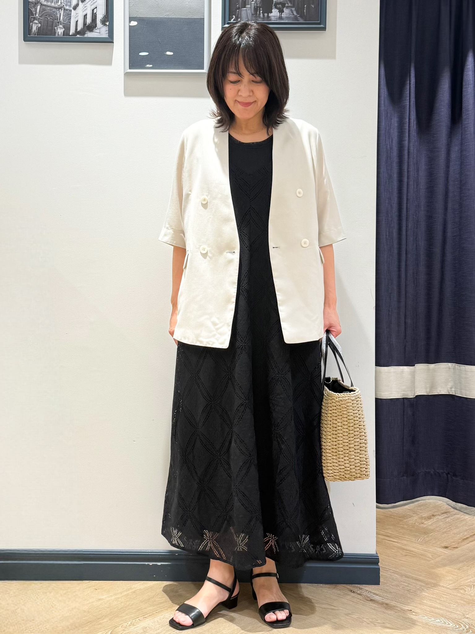 Lilyさんの「grove｜【洗濯機OK/ひんやり】軽く羽織れるハーフスリーブジャケット」を使ったコーディネート