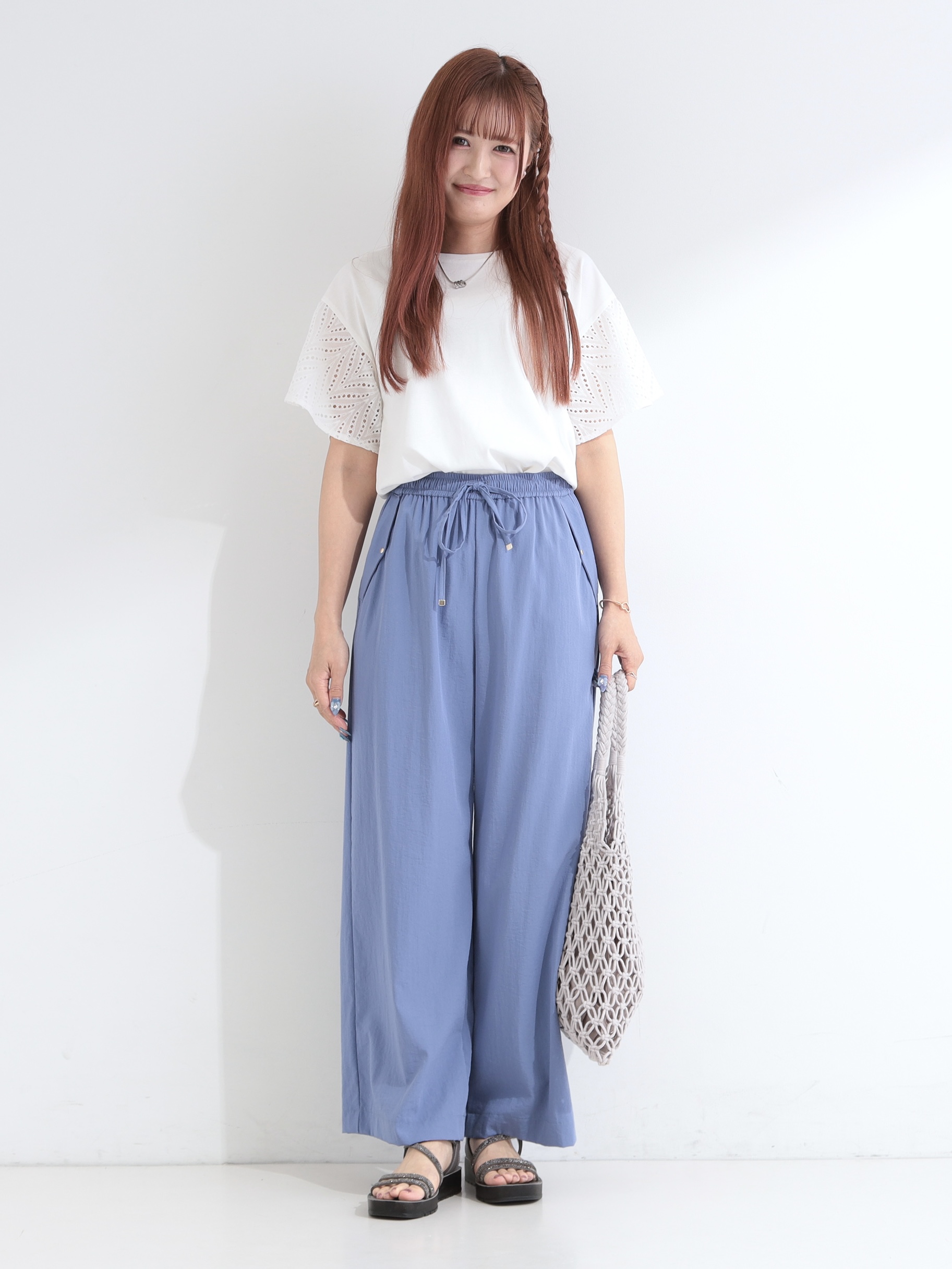 ゆゆさんの「SHOO･LA･RUE｜【S-LL/洗濯機可/体型カバー】汗じみが気になりにくい お袖レースフレアTシャツ」を使ったコーディネート