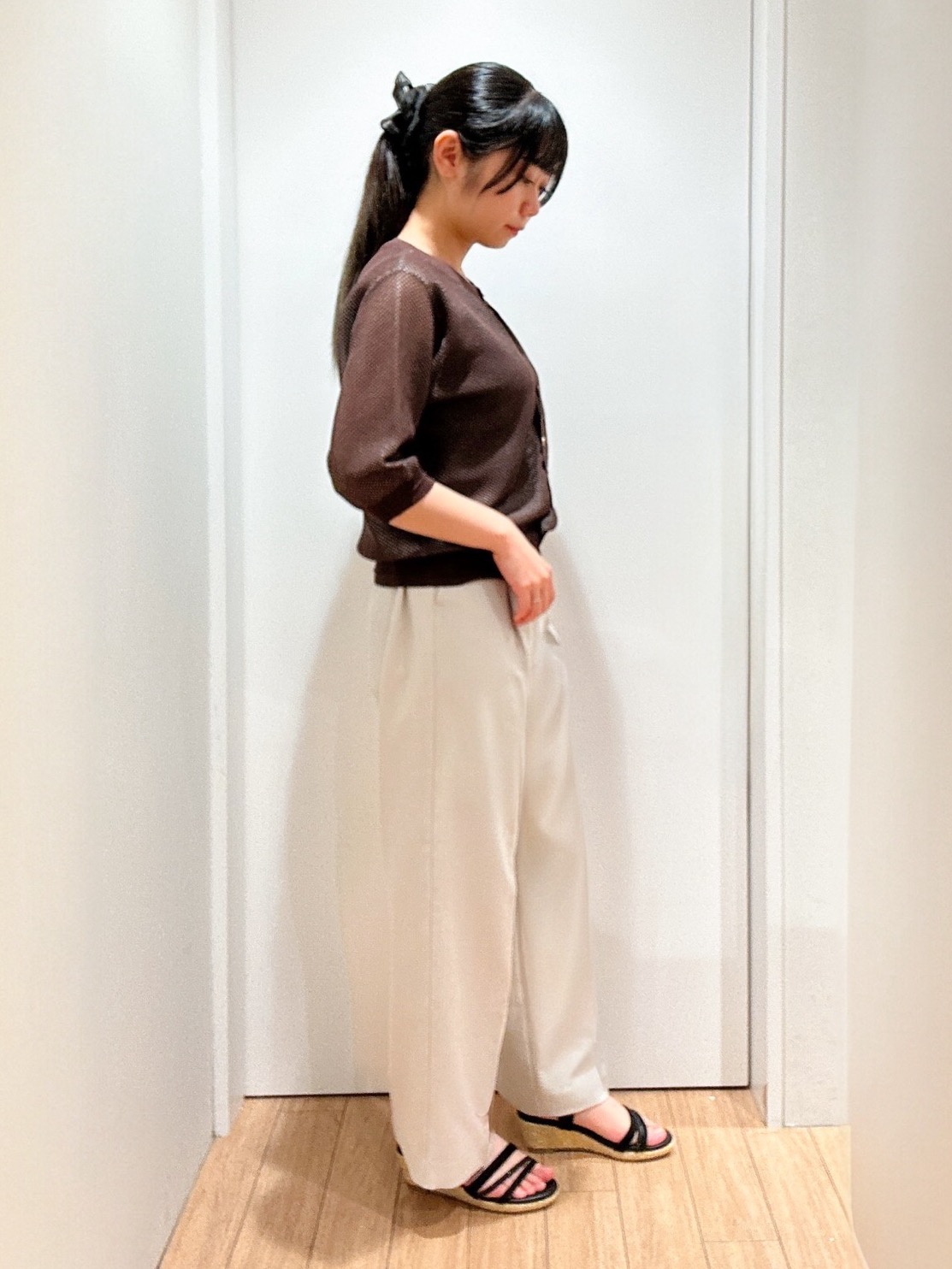 Yumeさんの「grove｜【洗える】透けない、大人のメッシュカーディガン」を使ったコーディネート