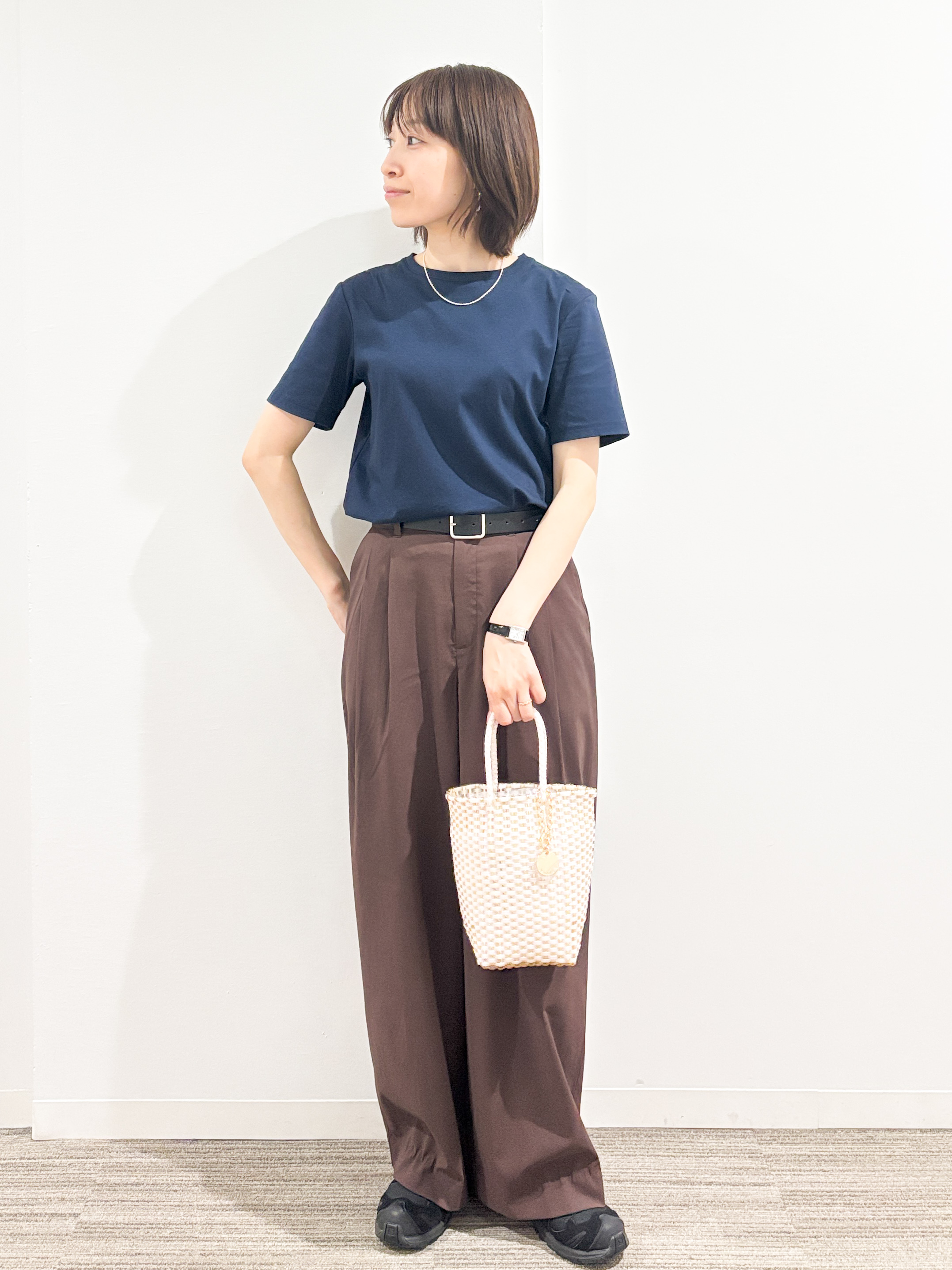 kumiさんの「OPAQUE.CLIP｜オーガニックコットン混ベーシックTシャツ【洗濯機OK】《SS～LL》」を使ったコーディネート