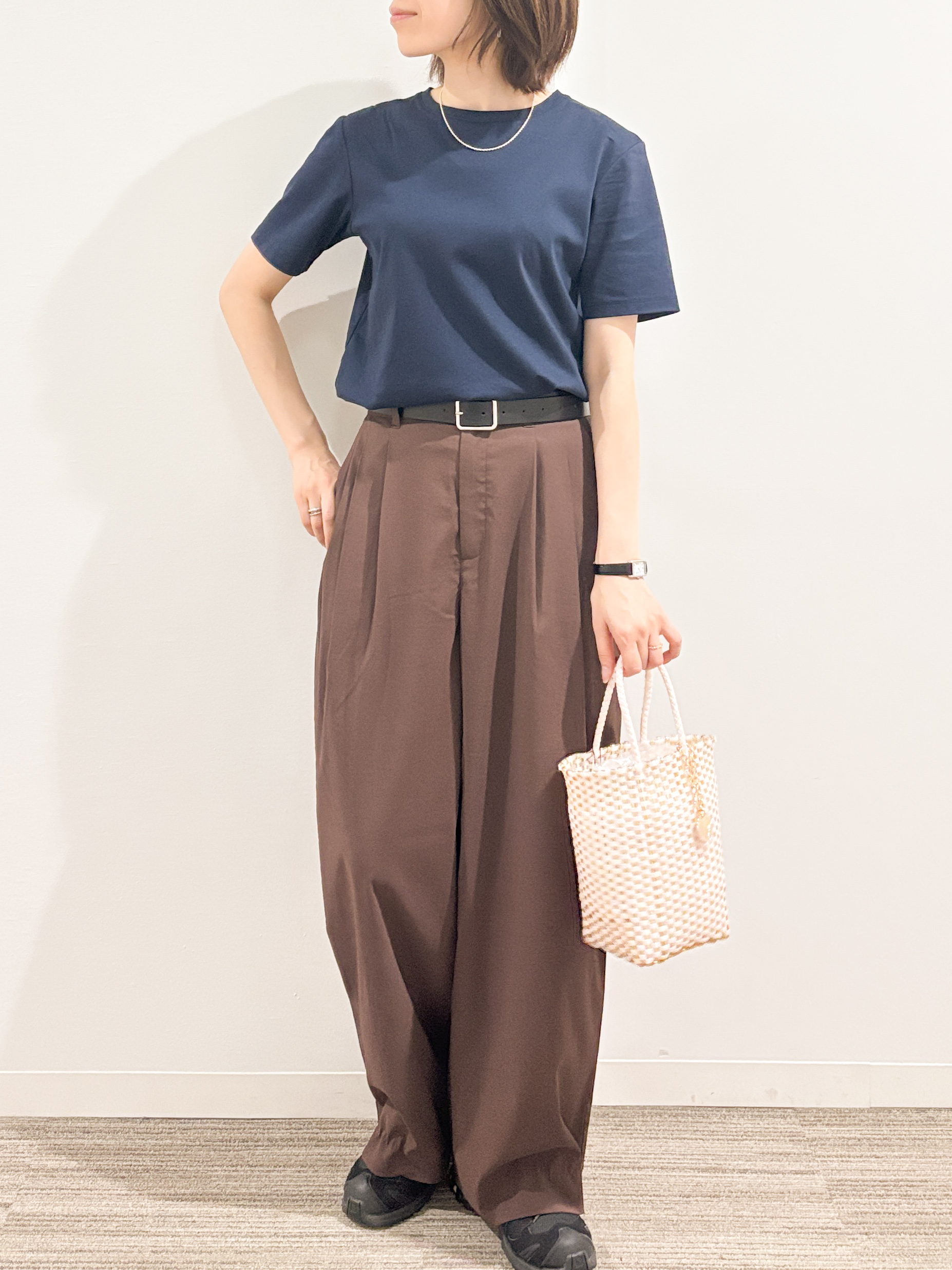 kumiさんの「OPAQUE.CLIP｜オーガニックコットン混ベーシックTシャツ【洗濯機OK】《SS～LL》」を使ったコーディネート