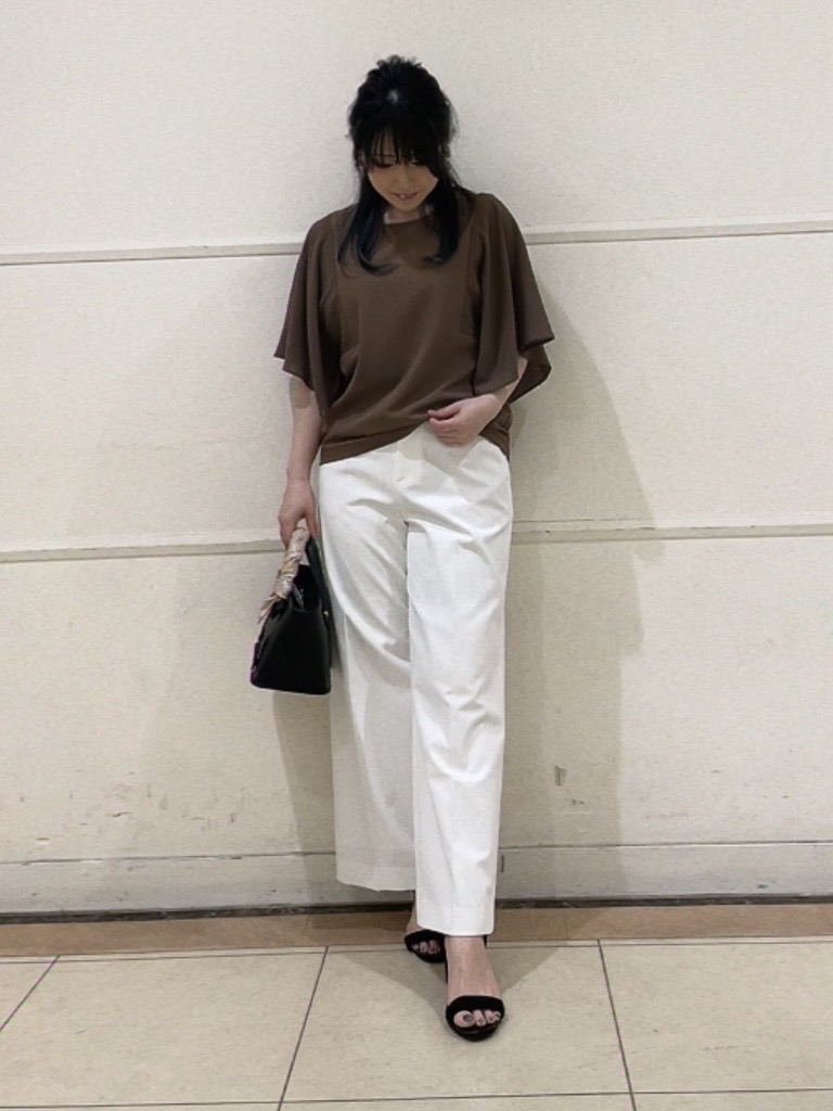 watanabeさんの「UNTITLED｜【洗える／シアーチェック柄】異素材コンビスリーブトップス」を使ったコーディネート