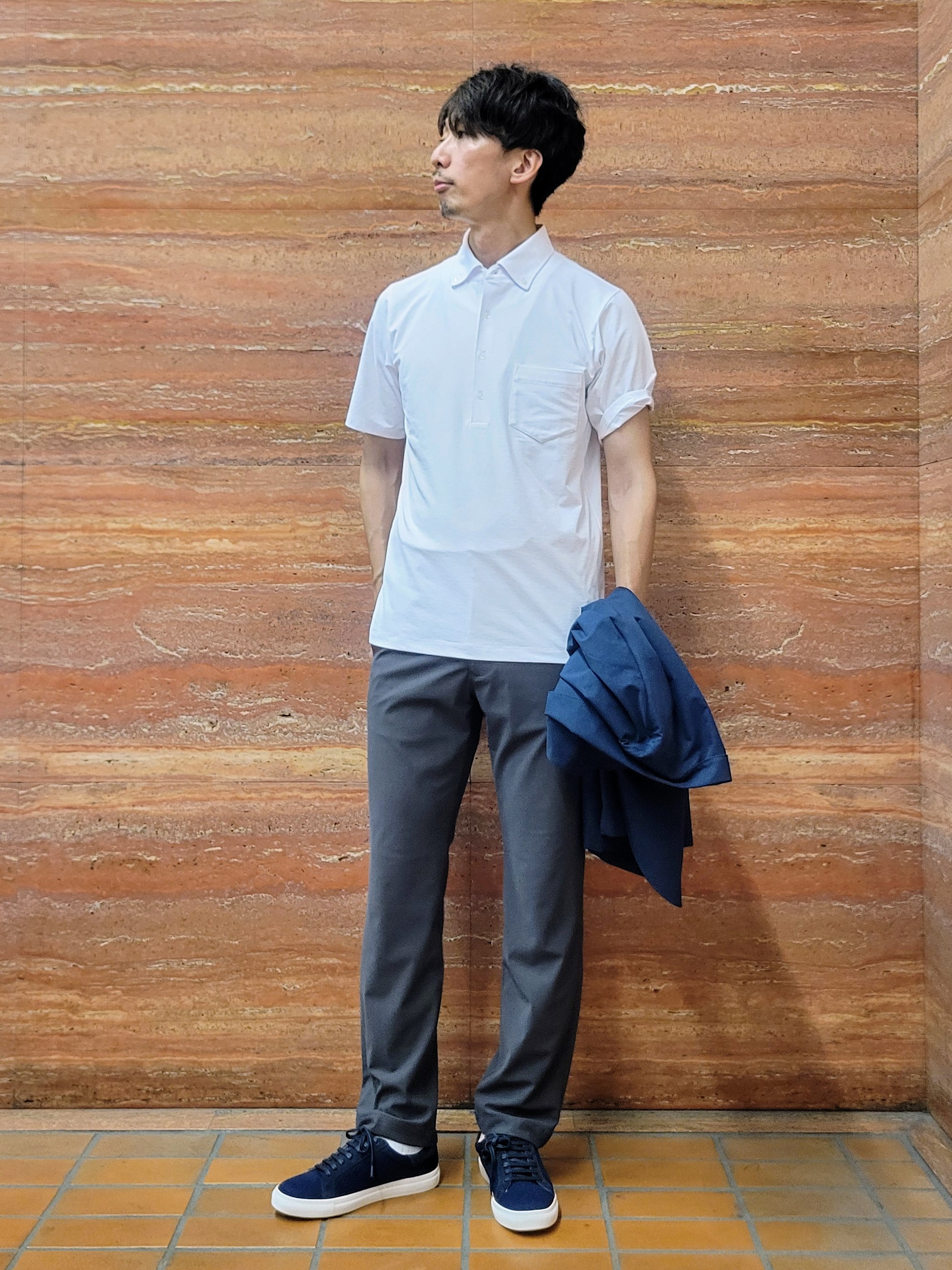 piroyaさんの「TAKEO KIKUCHI｜【抗菌防臭】COOL DOTS（R）ドビープリント ジャケット」を使ったコーディネート