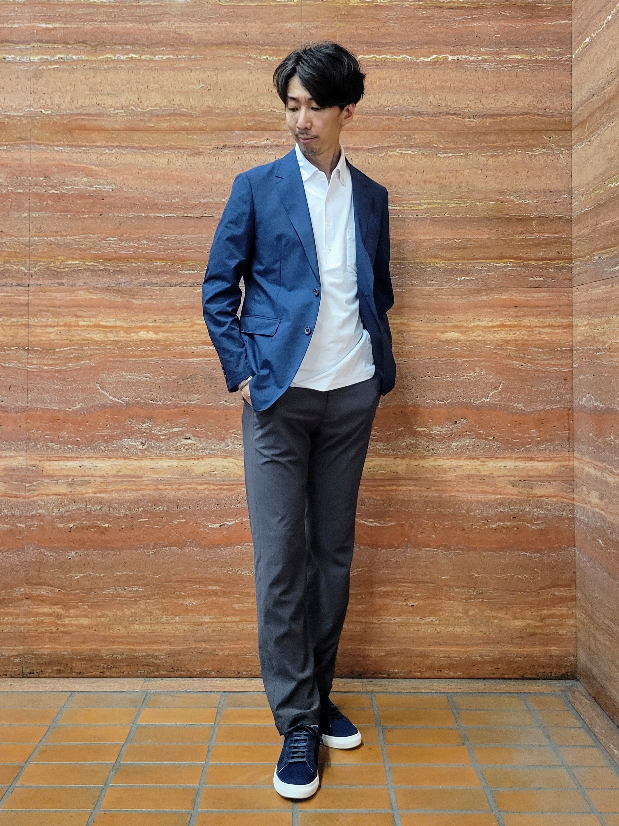 piroyaさんの「TAKEO KIKUCHI｜【抗菌防臭】COOL DOTS（R）ドビープリント ジャケット」を使ったコーディネート