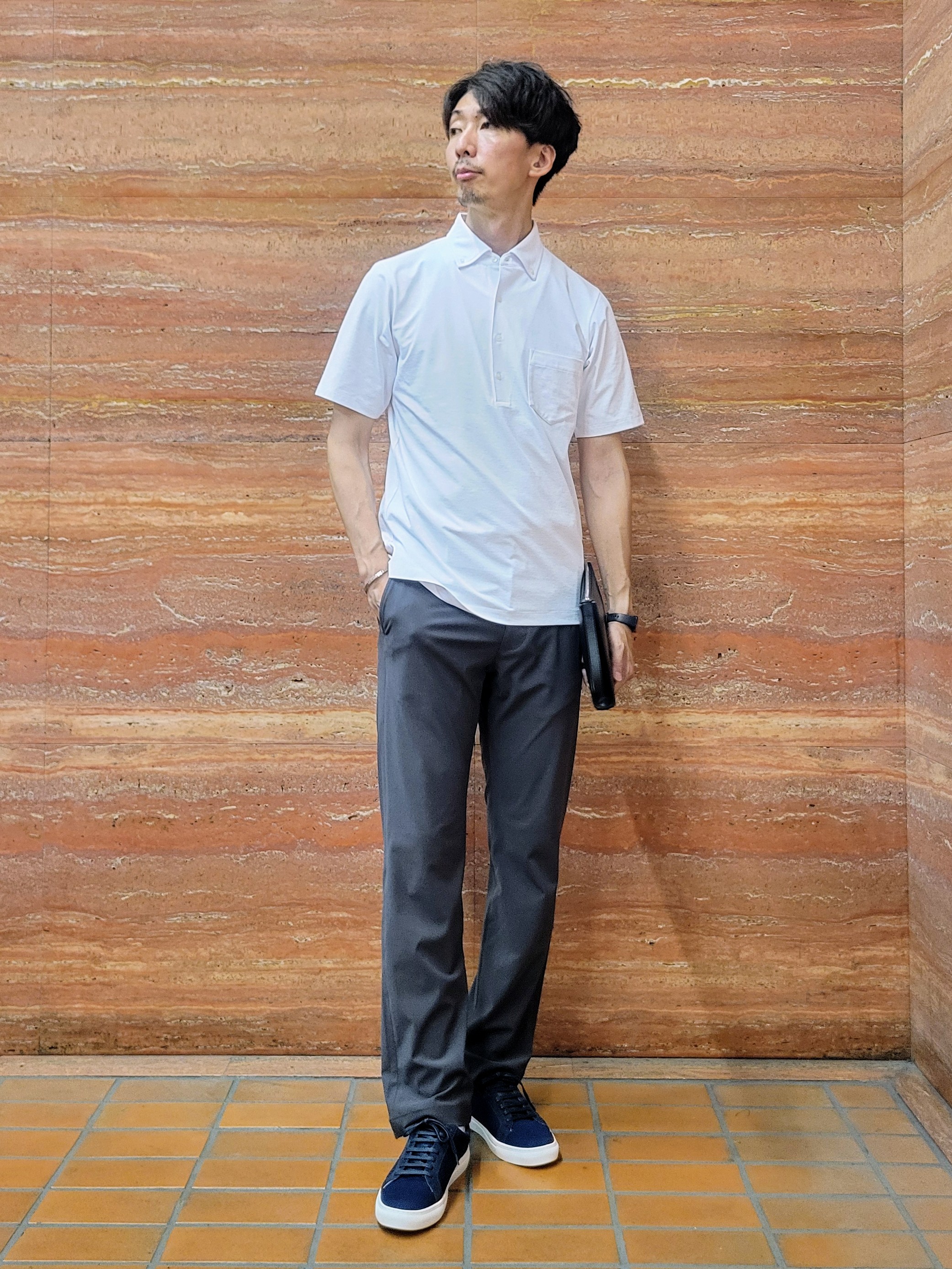 piroyaさんの「TAKEO KIKUCHI｜【汗染み軽減/接触冷感】ビズ ポロシャツ」を使ったコーディネート