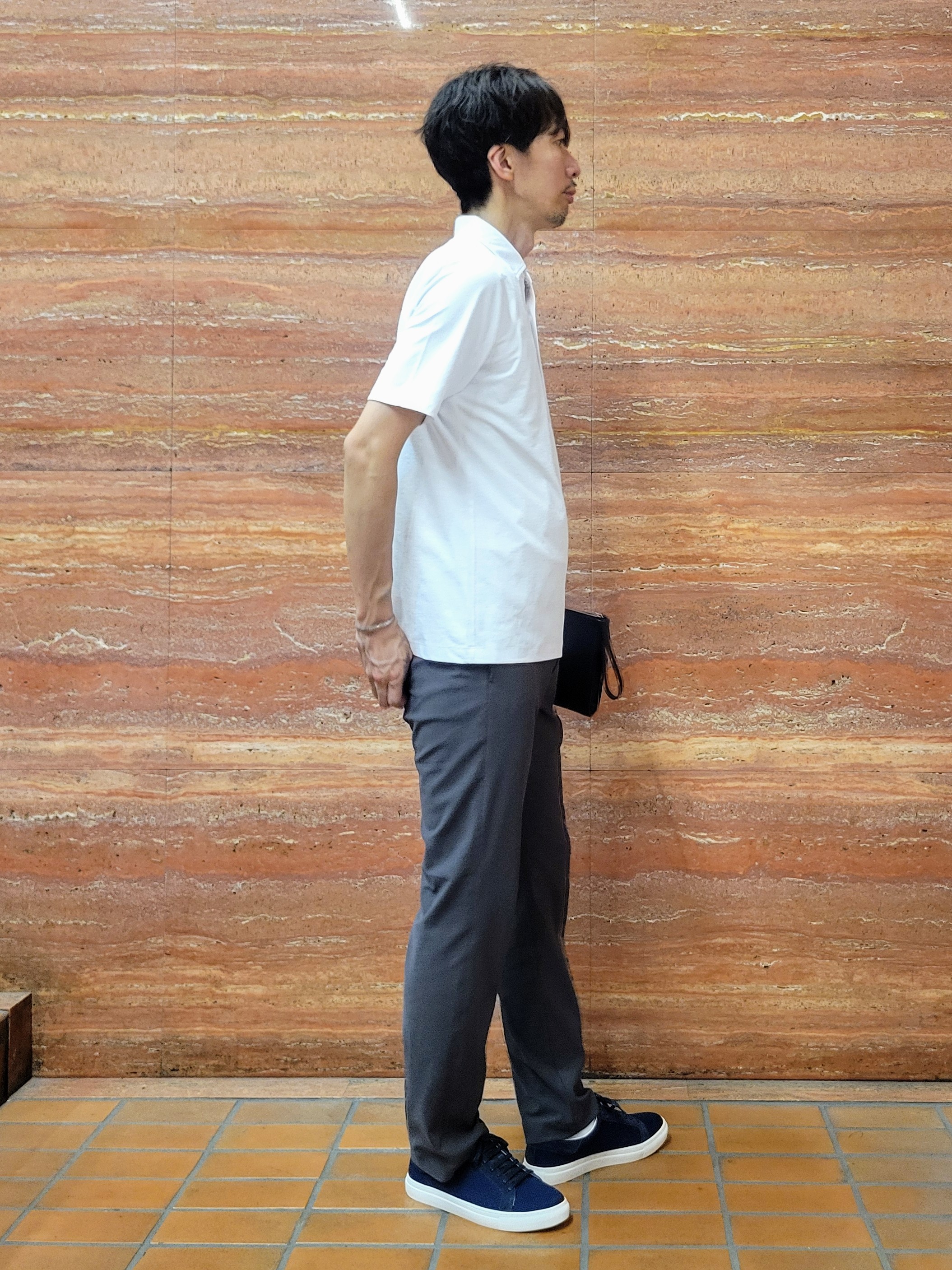 piroyaさんの「TAKEO KIKUCHI｜【汗染み軽減/接触冷感】ビズ ポロシャツ」を使ったコーディネート